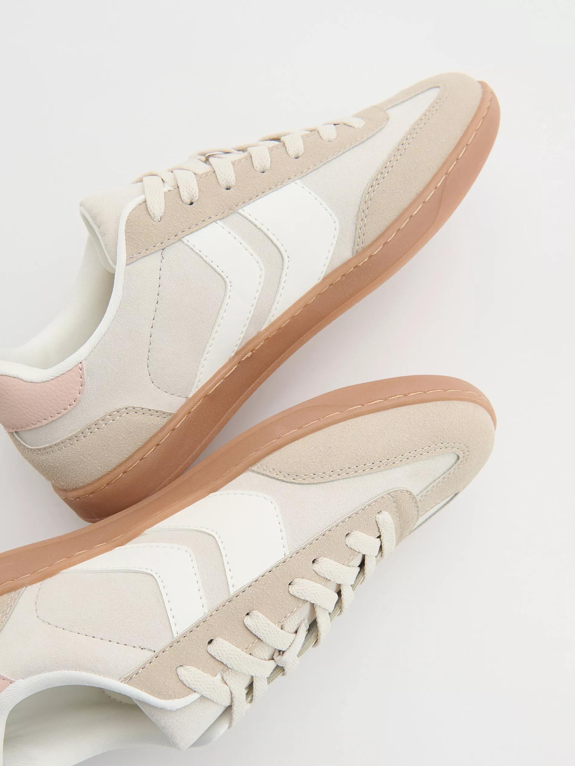 White Flat-Soled Sneakers, , large image number 1