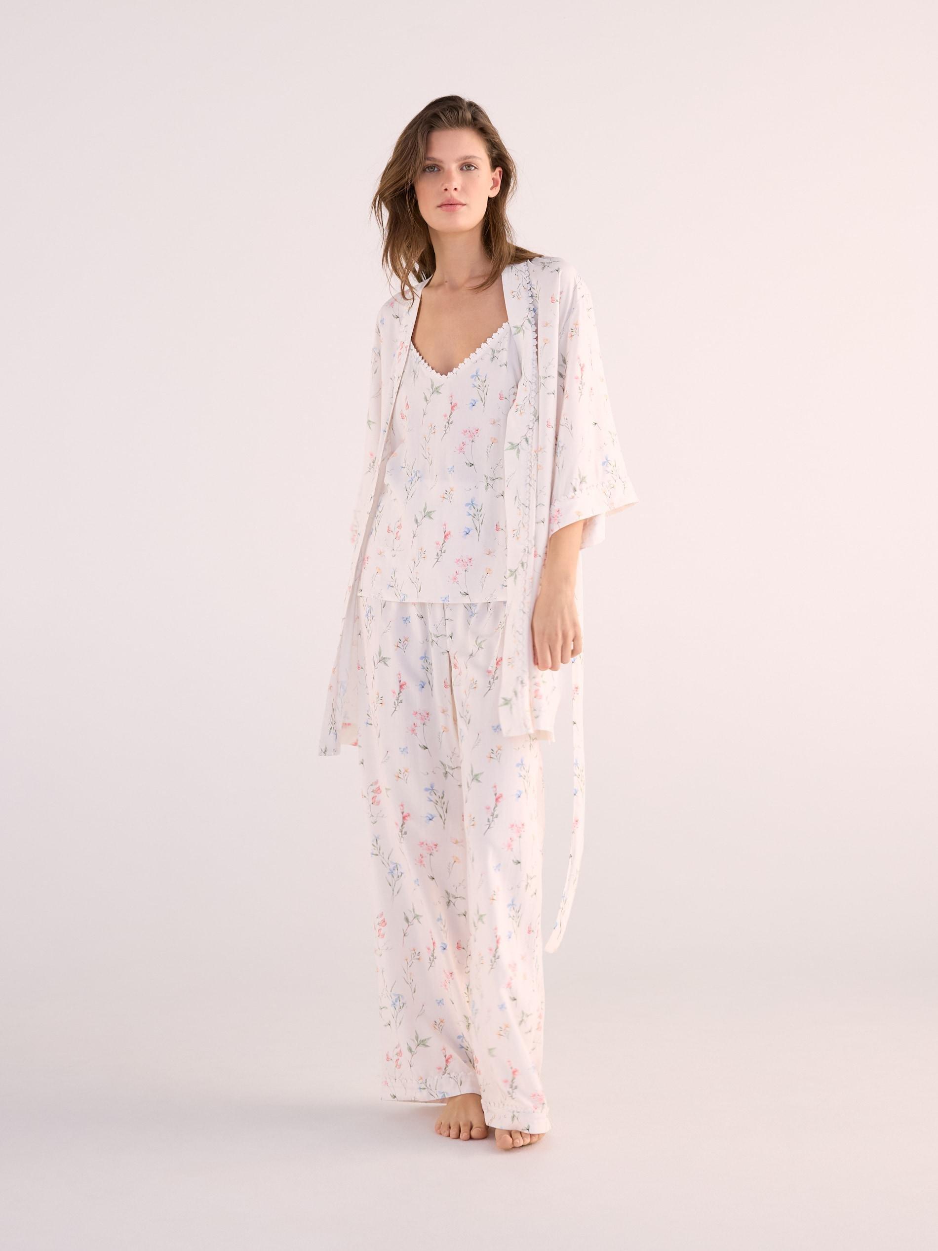 Beige Two-Piece Camisole Pajama Set, Ivory, large image number 0