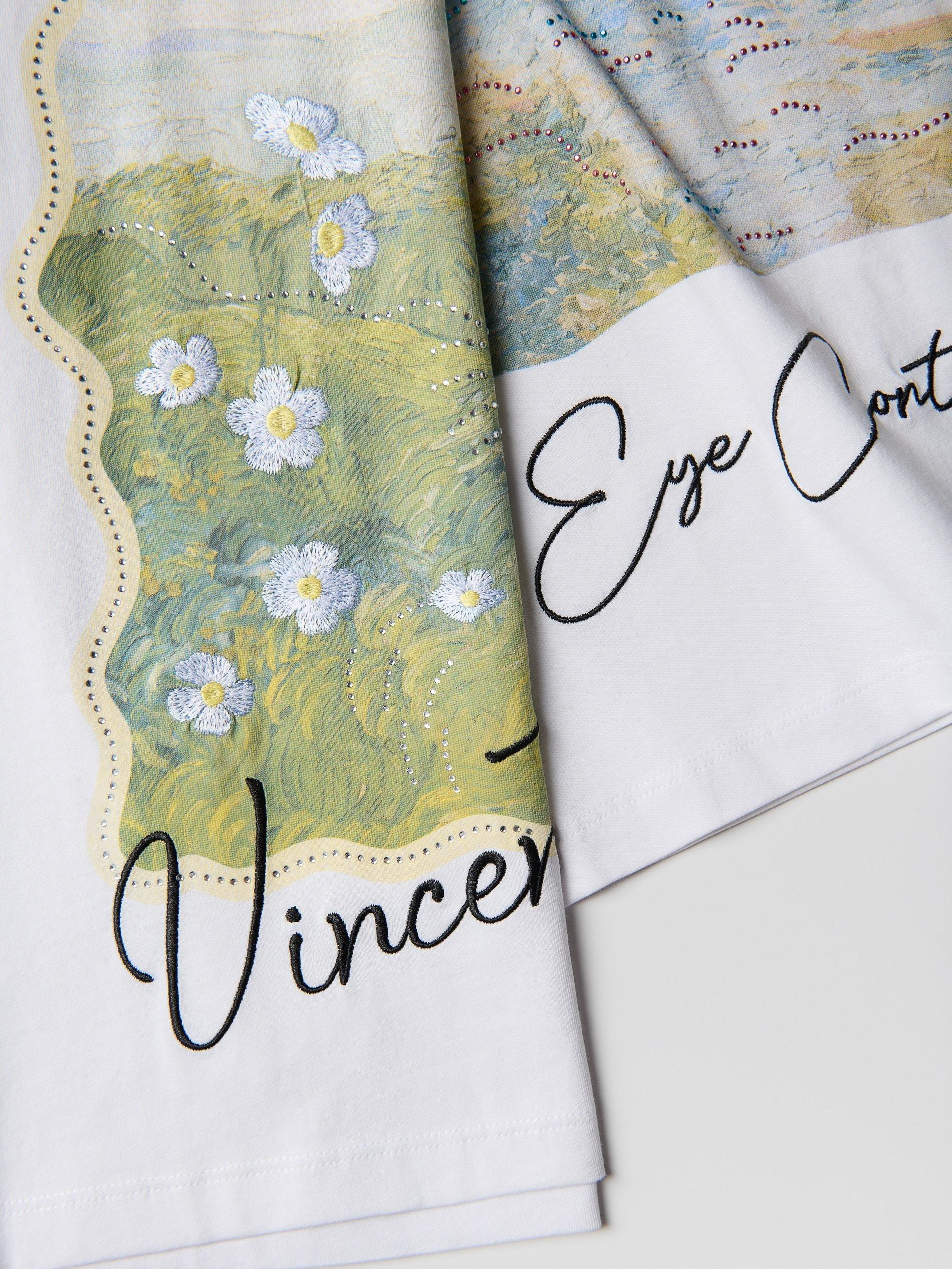 White Cotton T-Shirt With Print, White, medium