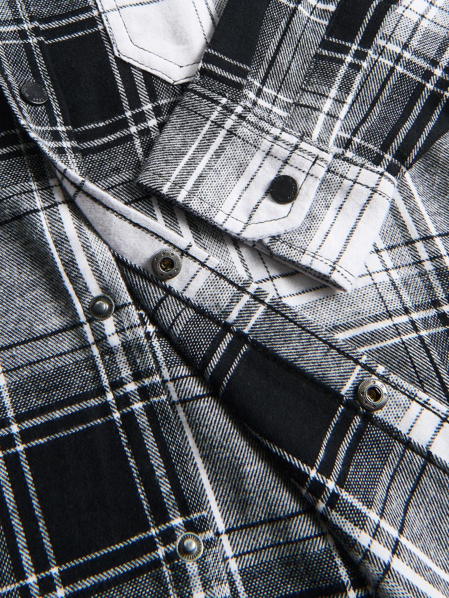 Black Check Cotton Shirt, Black, medium