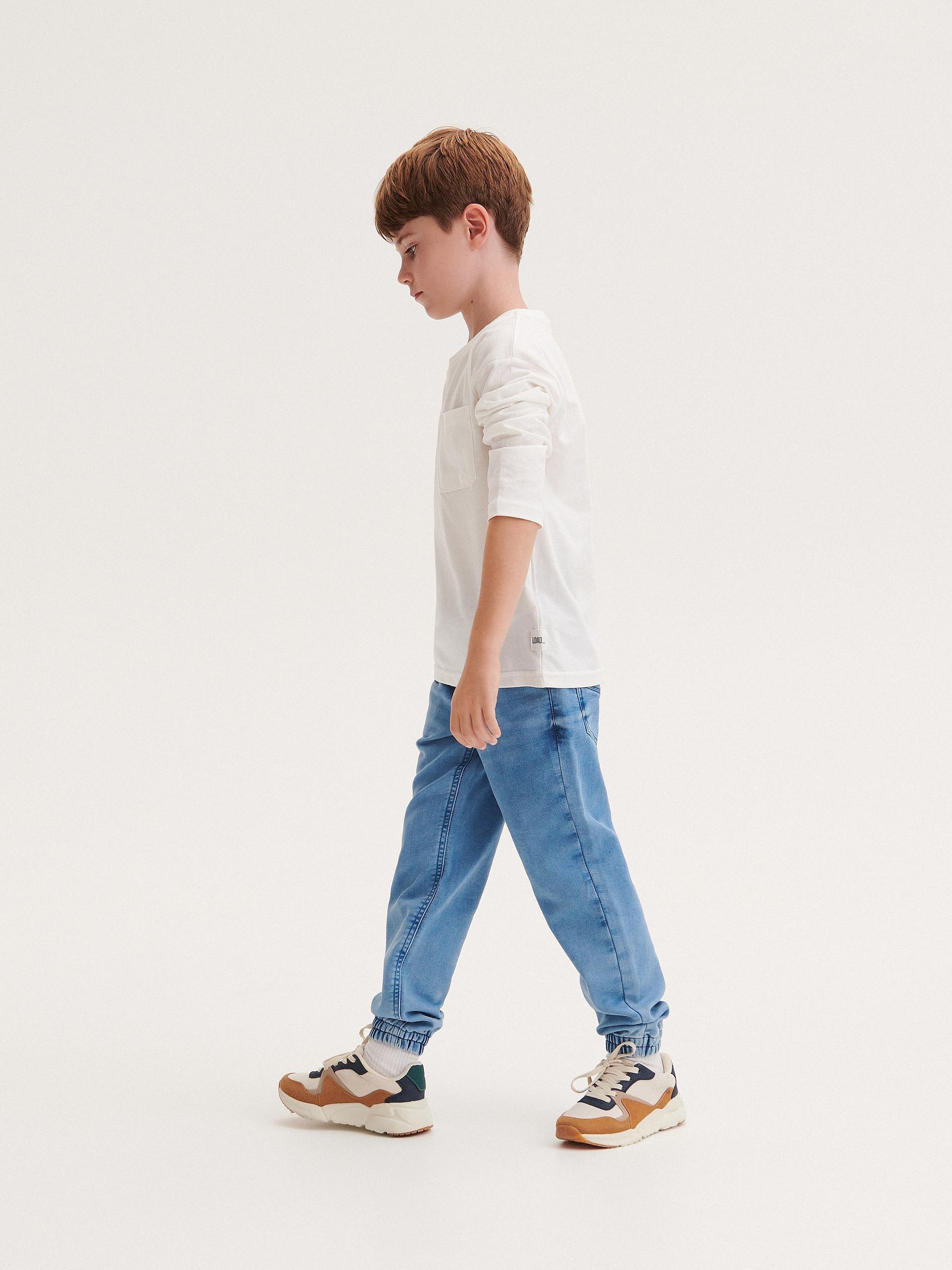 Blue Elastic Jogger Jeans, Kids Boys, , large image number 1