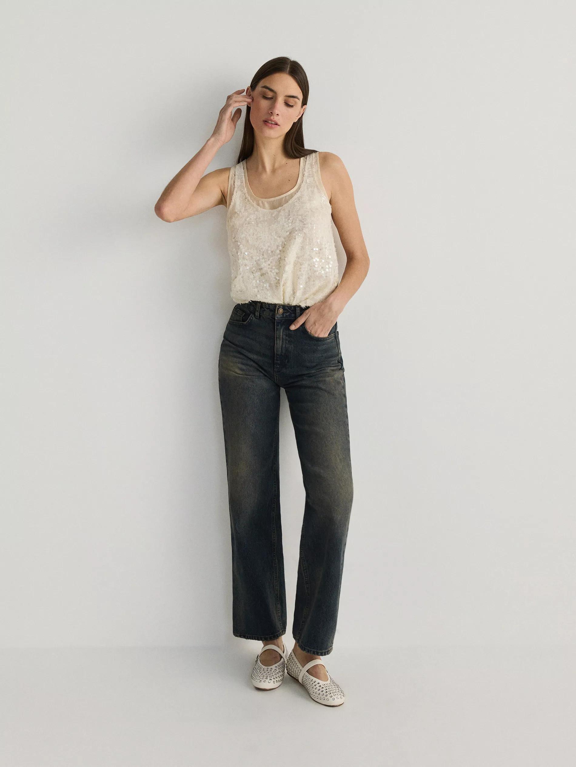 Beige Sequined Blouse, , large image number 1