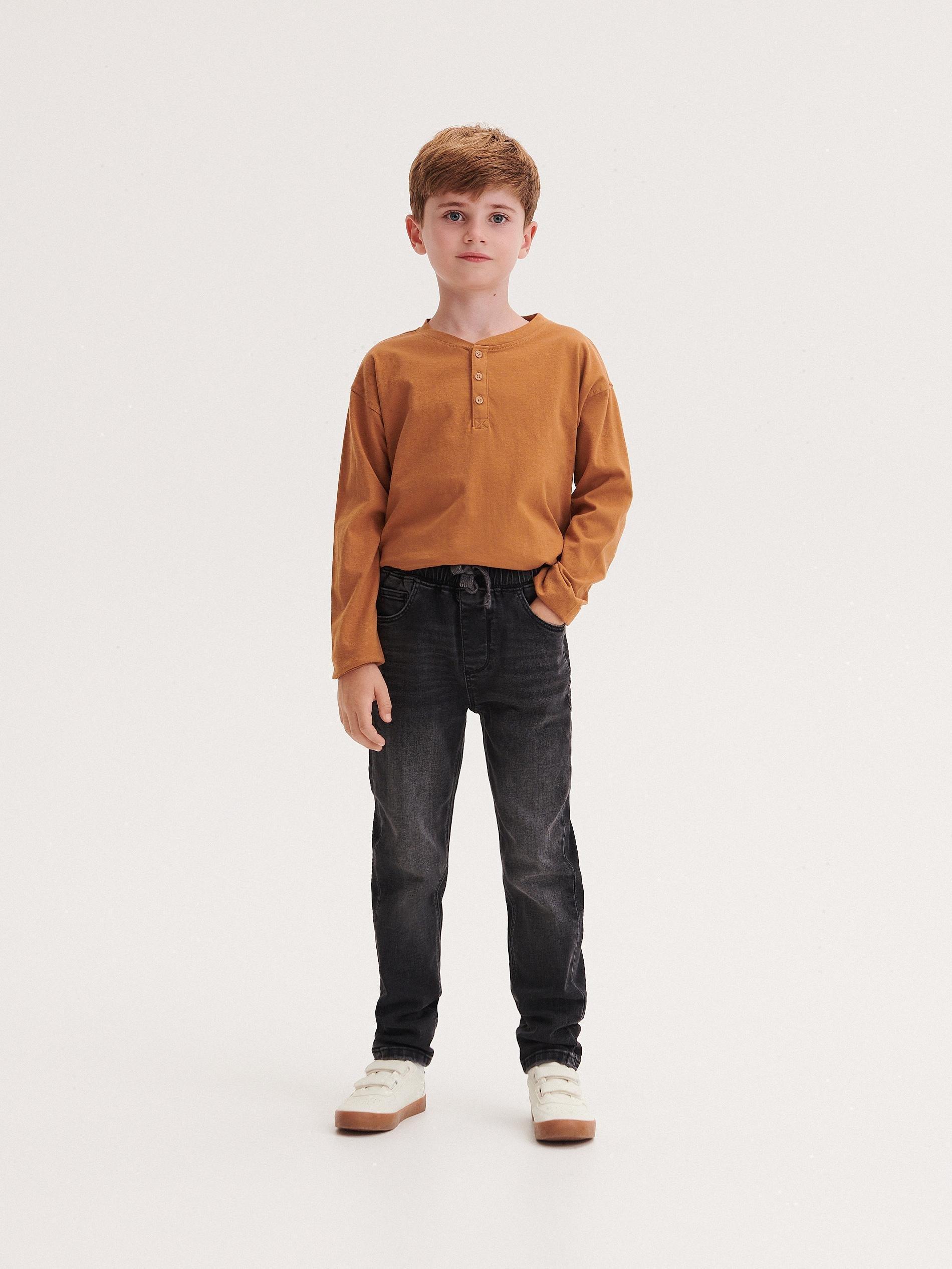 Black Elastic Carrot Jeans, Kids Boys, , large image number 0