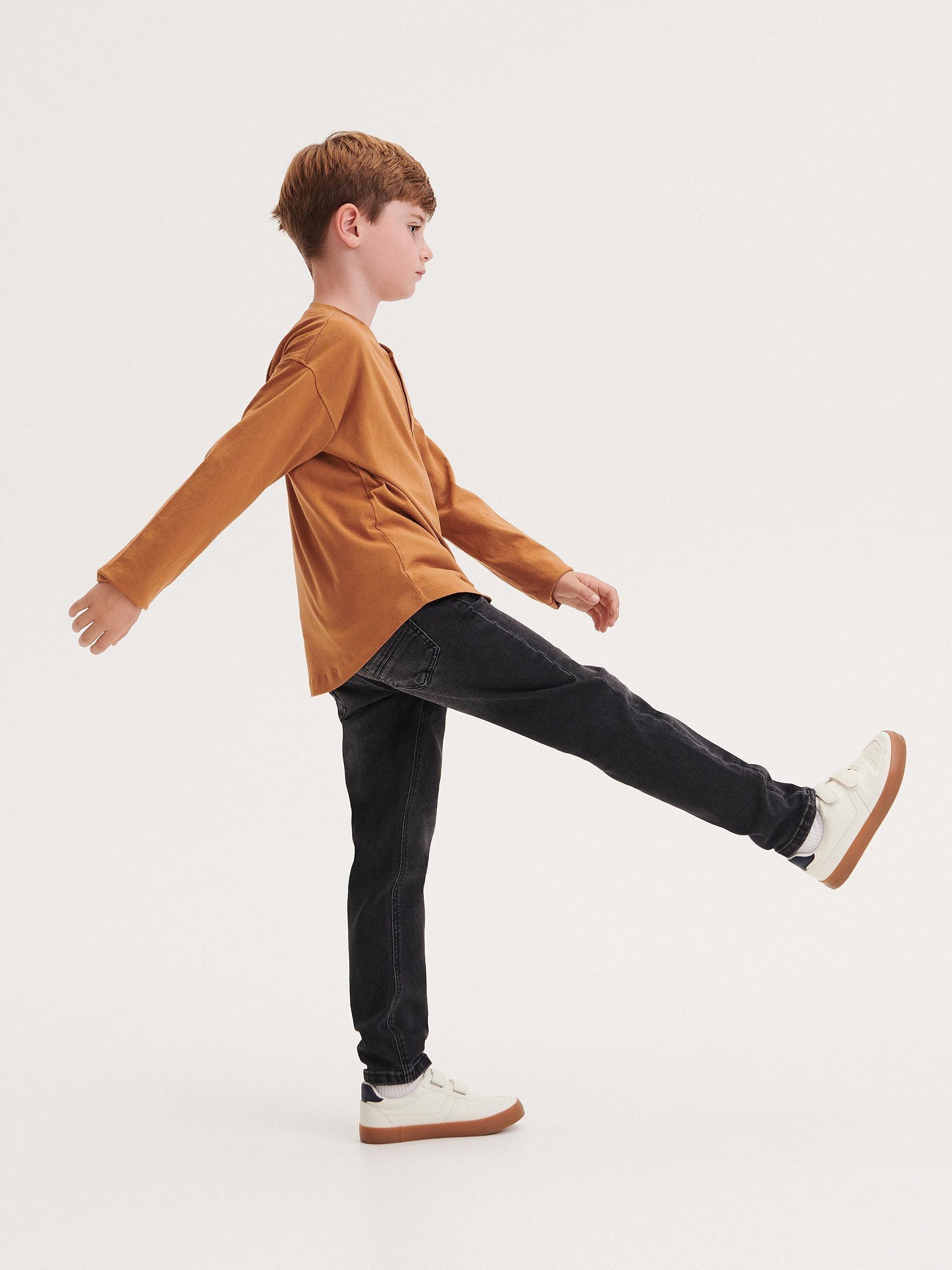 Black Elastic Carrot Jeans, Kids Boys, , large image number 1