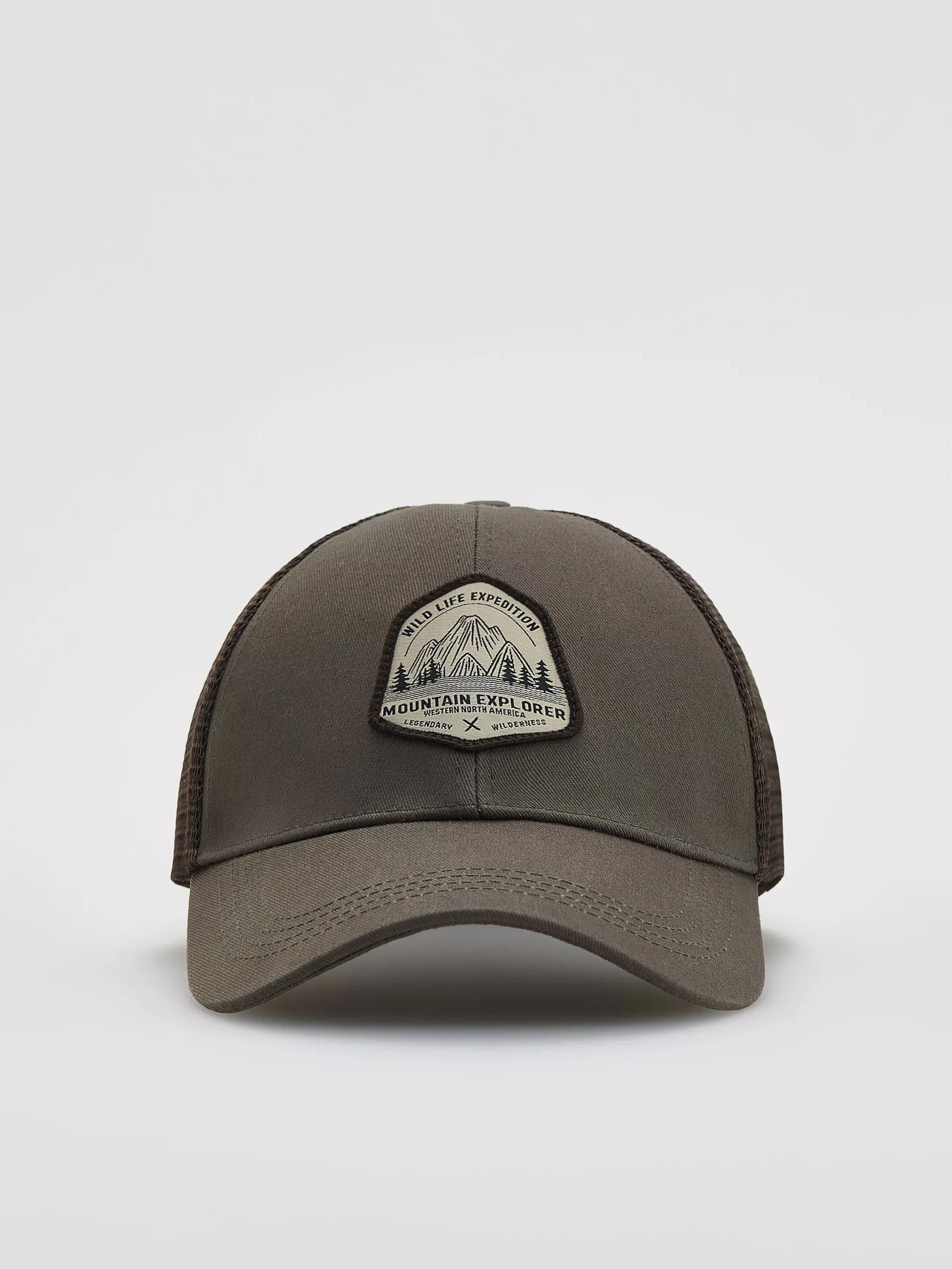 Olive Light Trucker Cap With Patch, Green, medium