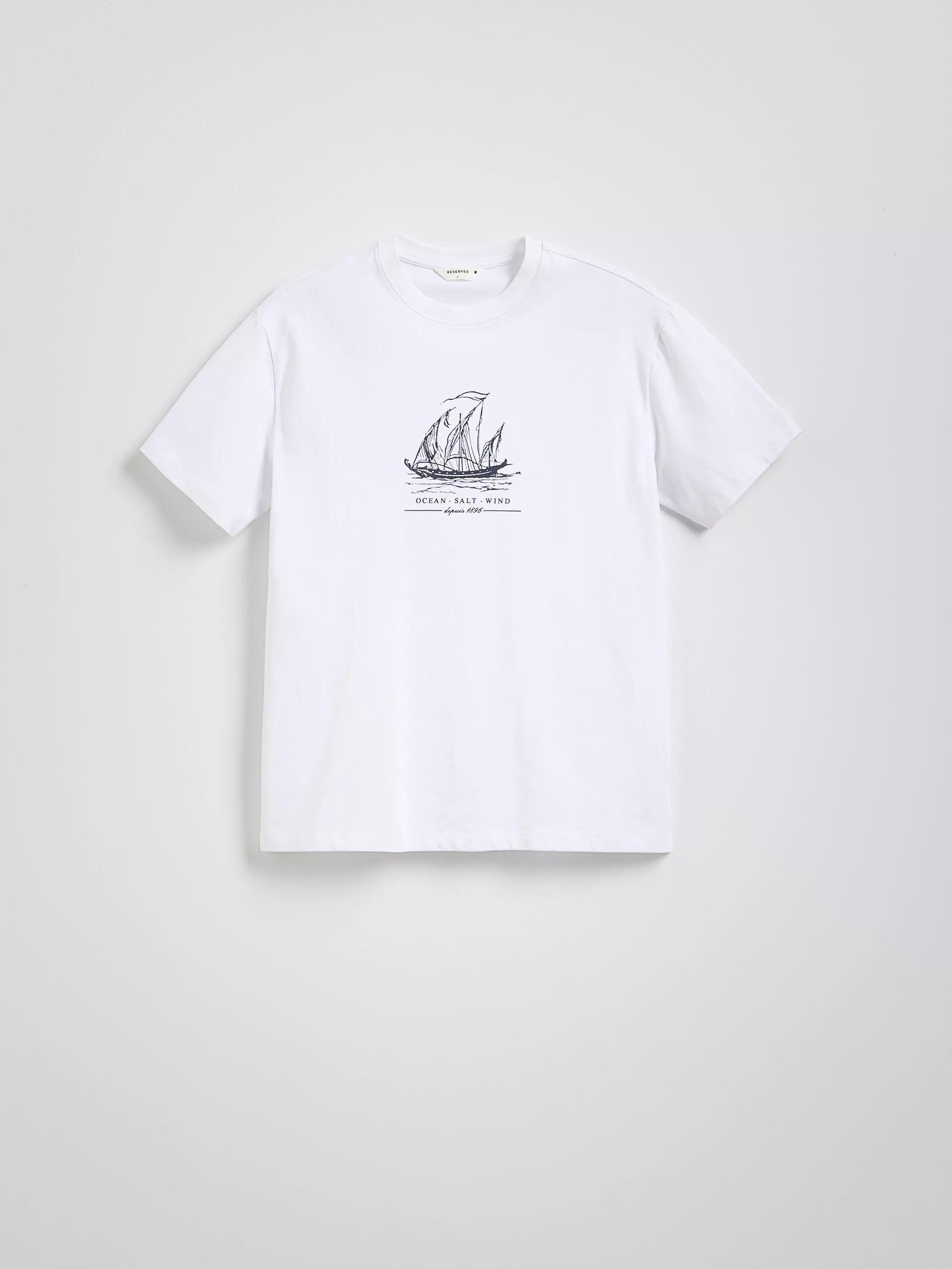 White Comfort Fit T-Shirt With Print, , large image number 0