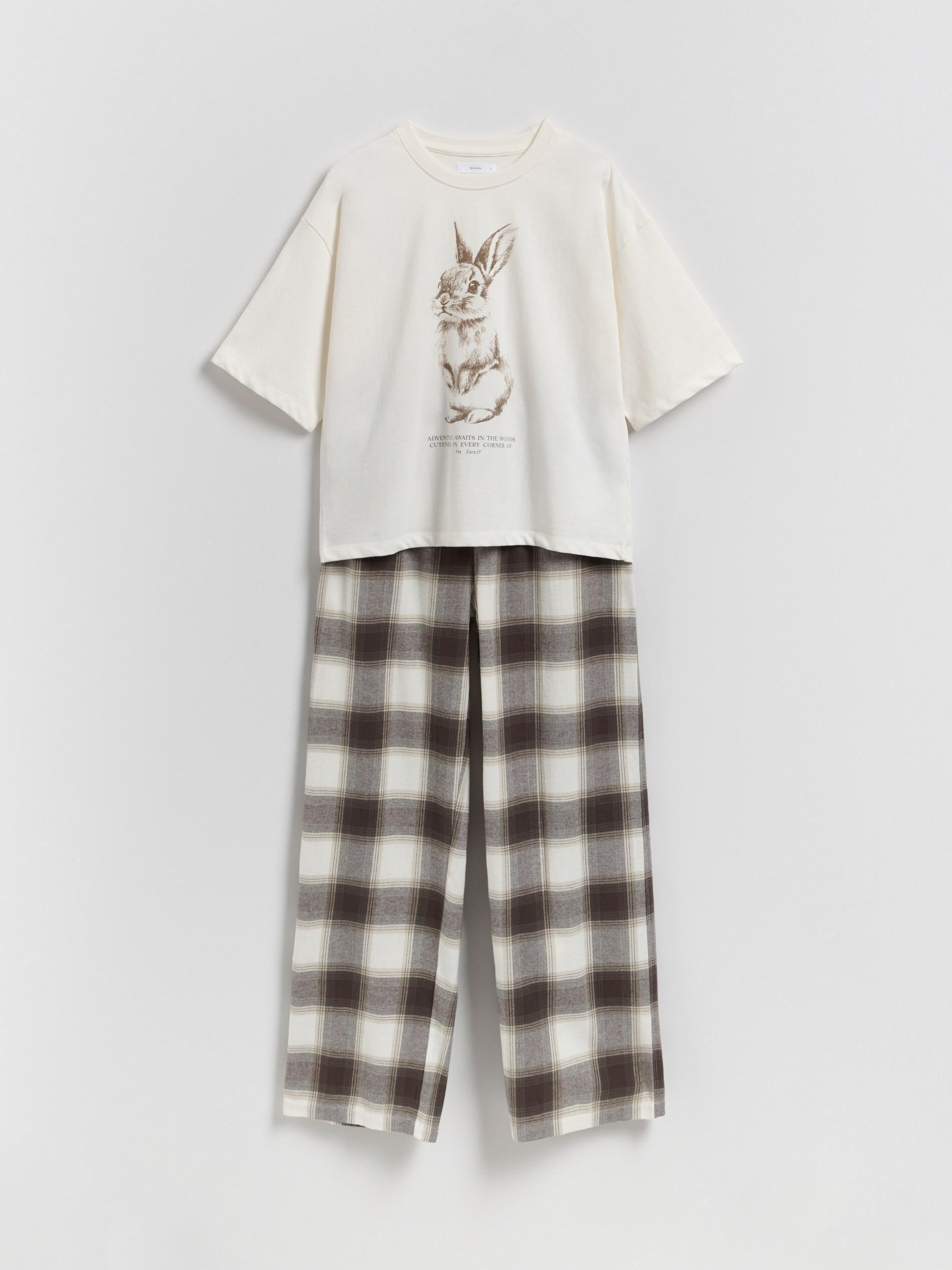 Brown Two Piece Printed Pyjama Set, Brown, large image number 0