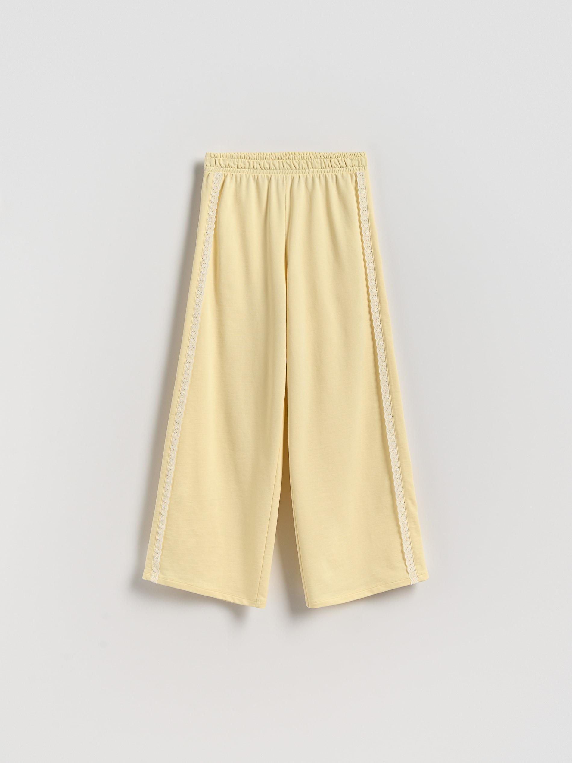 LIGHT YELLOW Jogging trousers with lace inserts, Yellow, large image number 0