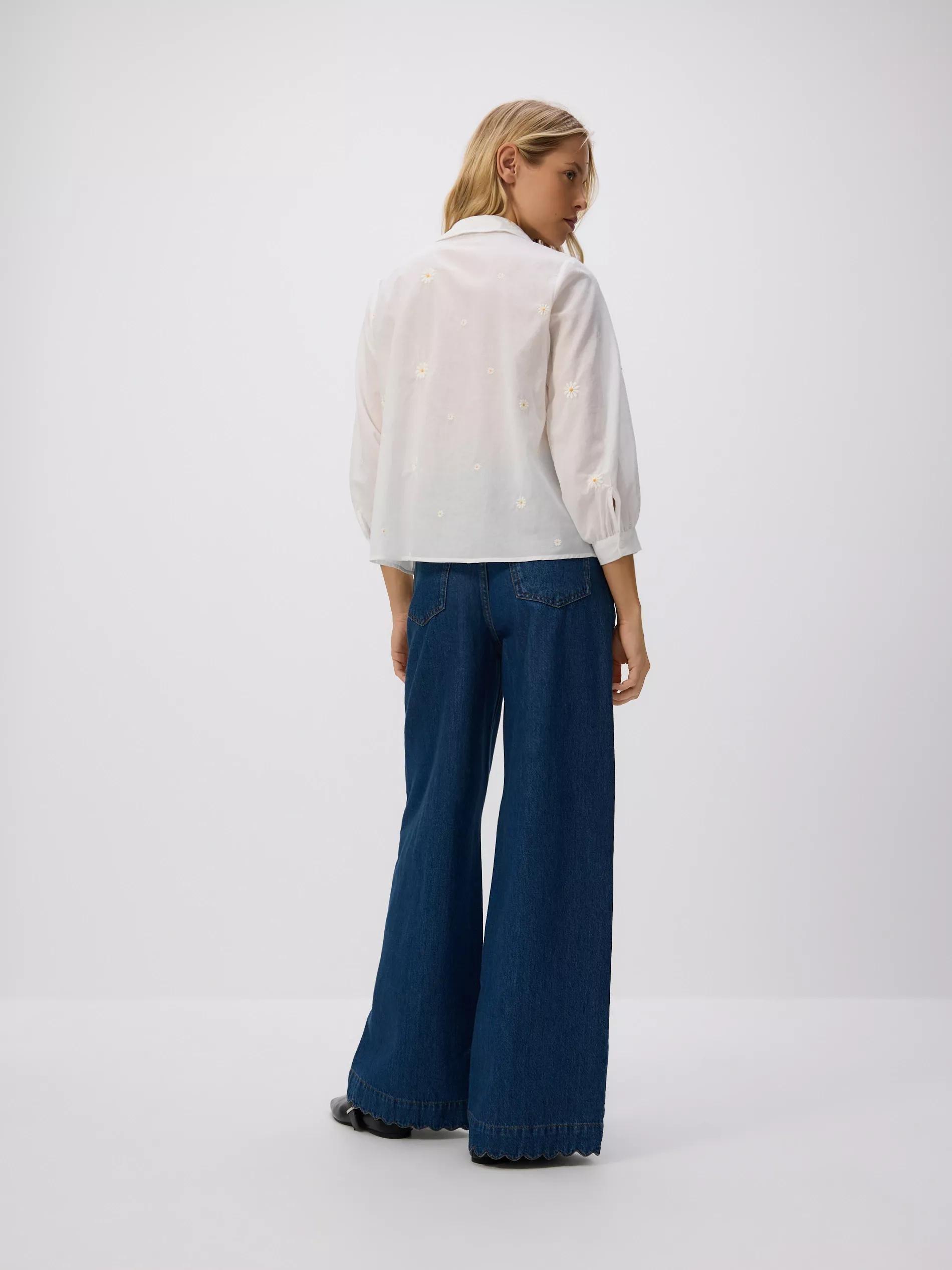 WHITE Shirt with embroidered pattern, , large image number 4