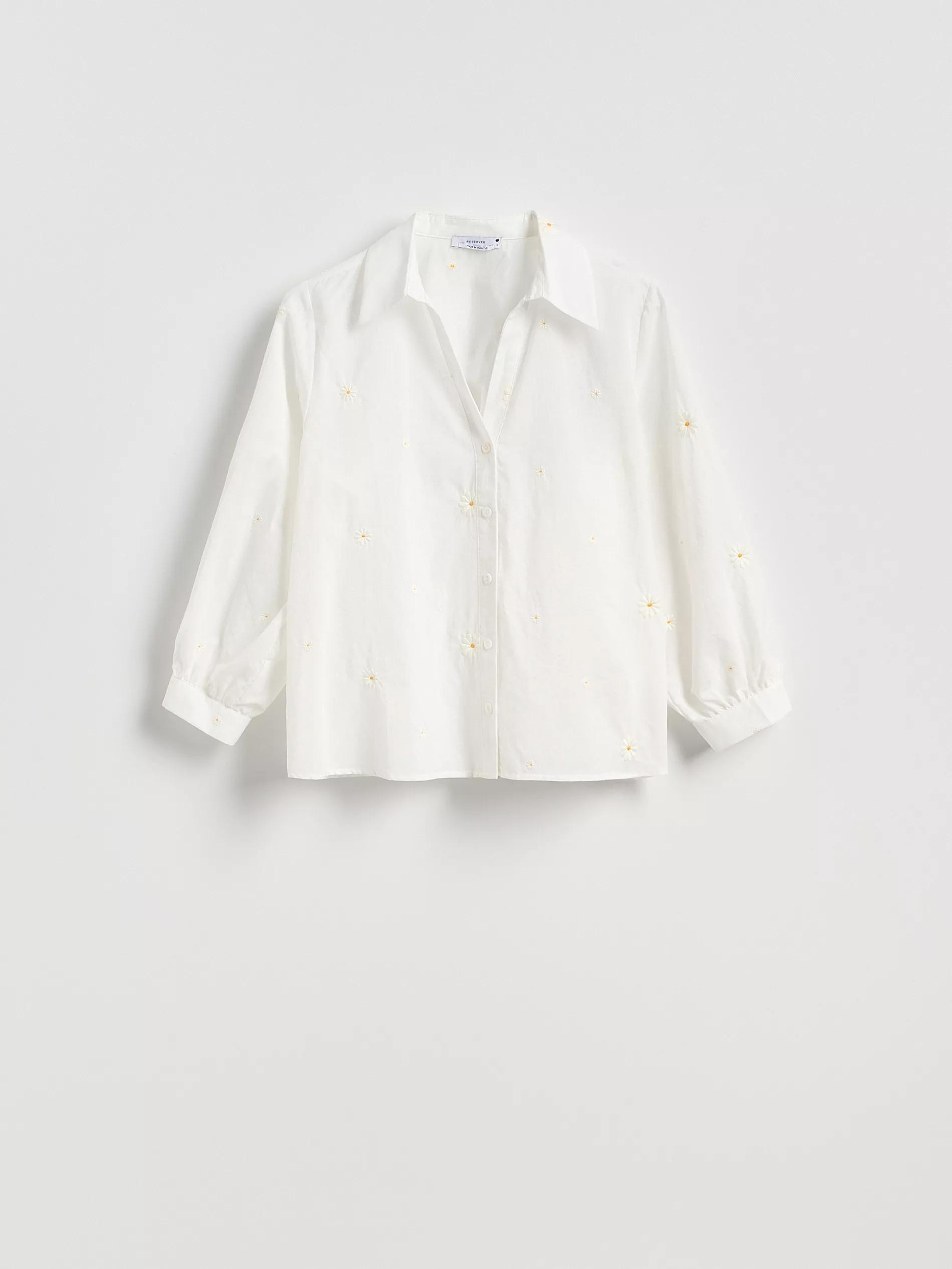WHITE Shirt with embroidered pattern, White, large image number 5