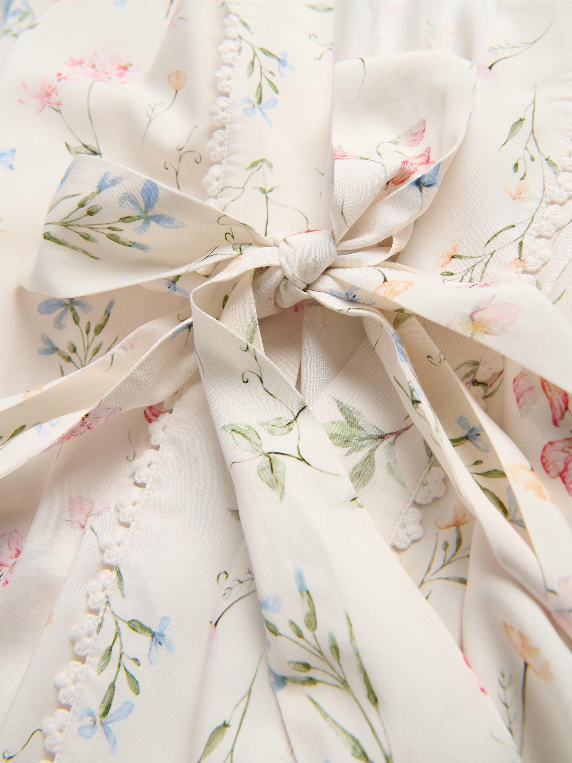 Beige Patterned Viscose Dressing Gown, Ivory, large image number 5