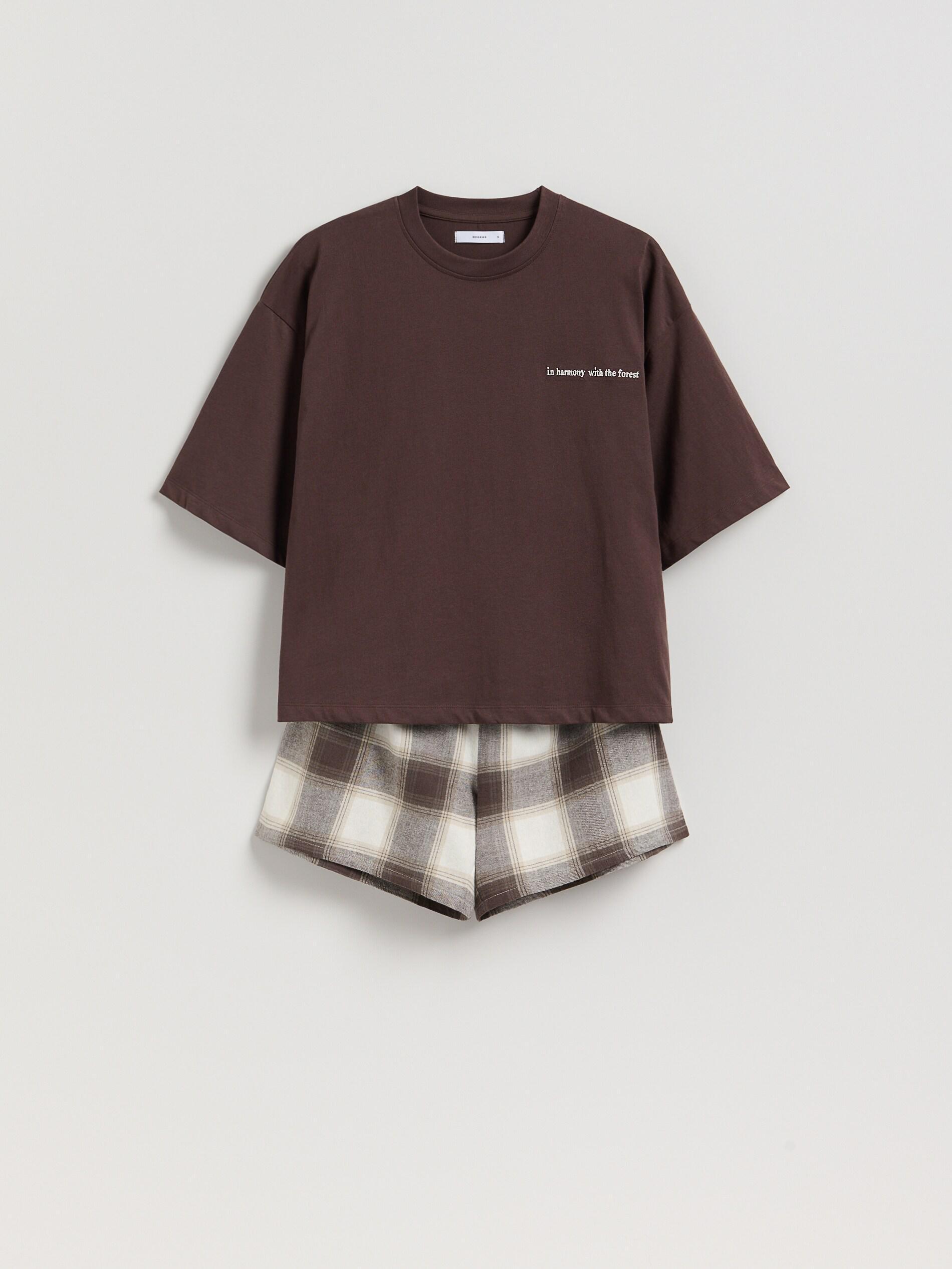 Brown Two Piece Pyjama Set, Brown, medium