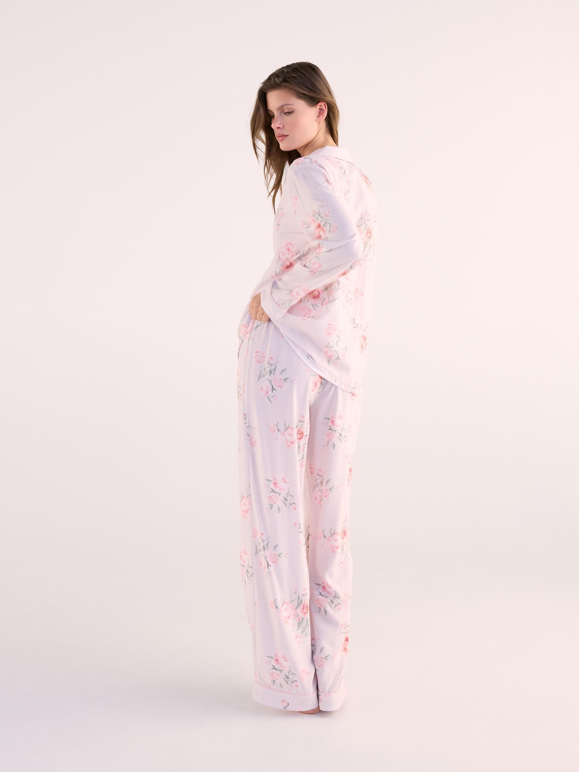 Brown Patterned Two-Piece Pajamas, Brown, large image number 2