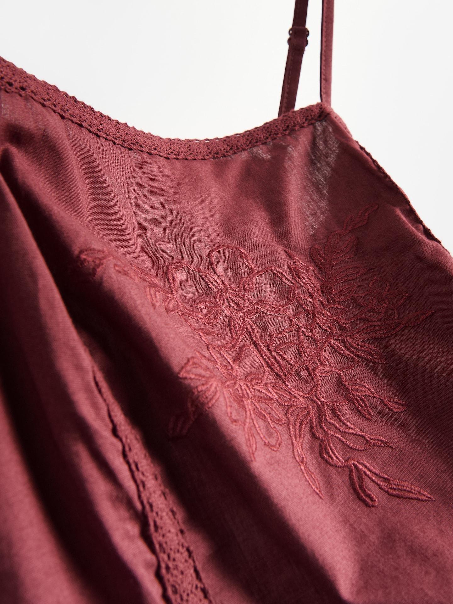Red Two Piece Cotton Pyjama Set, Burgundy, large image number 5