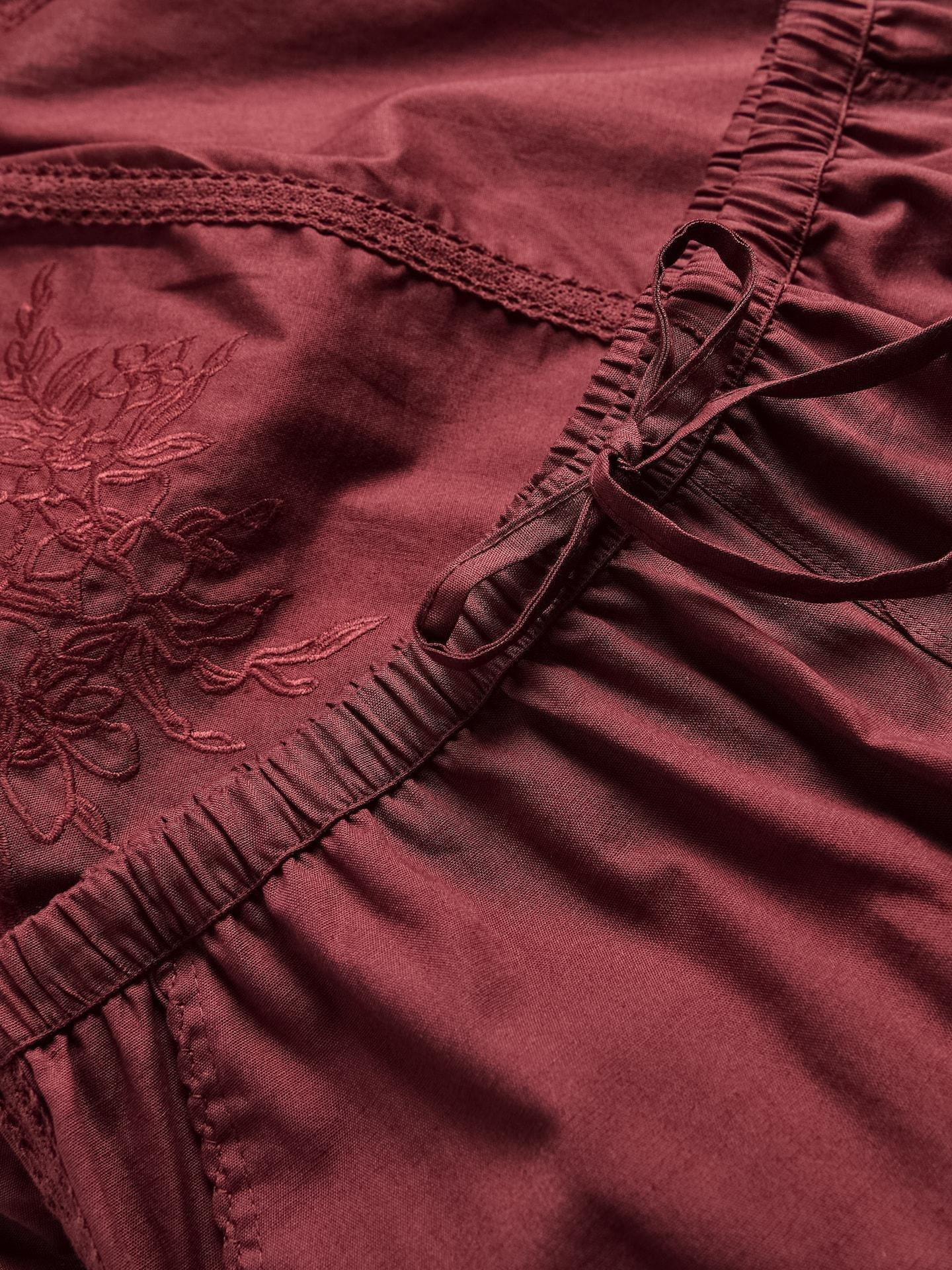 Red Two Piece Cotton Pyjama Set, Burgundy, large image number 6