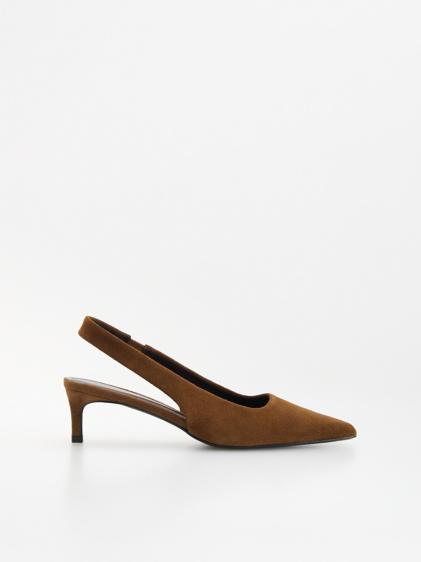 Gold Brown Leather Pumps, Brown, medium
