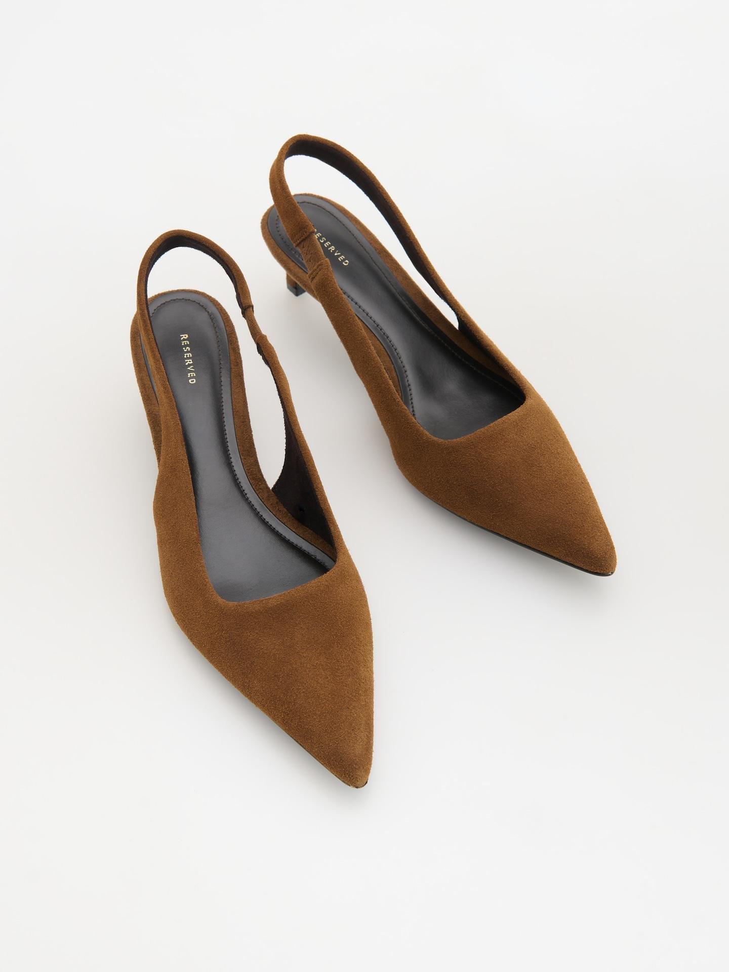 Gold Brown Leather Pumps, Brown, medium