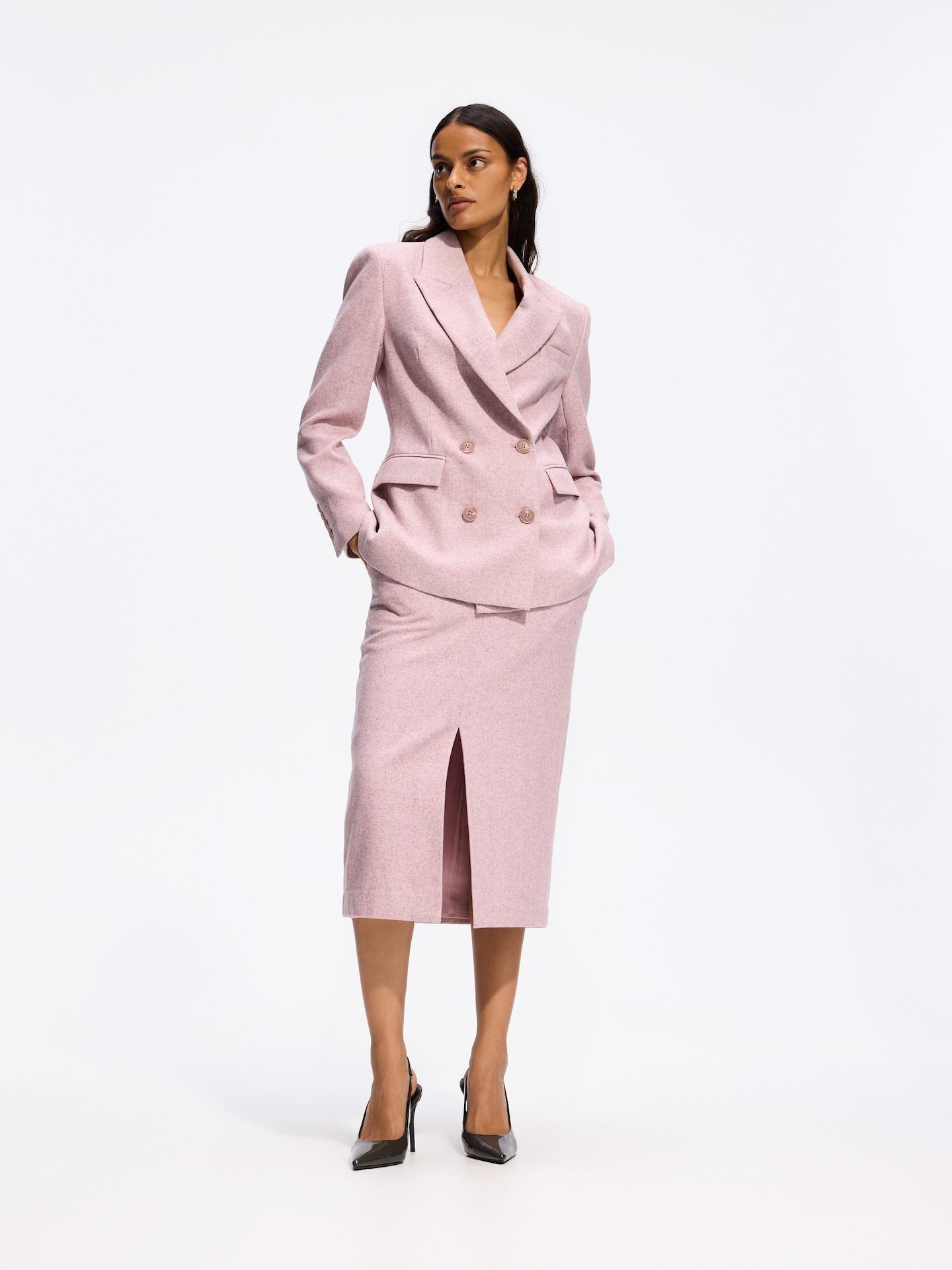 Pink Midi Skirt With Wool, Pink, medium