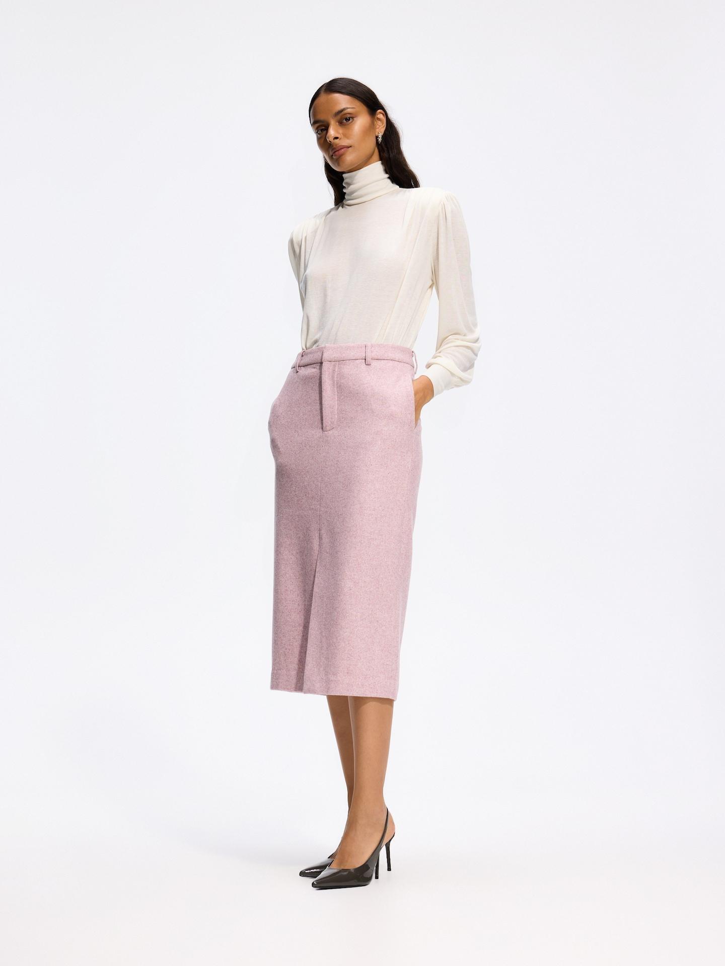 Pink Midi Skirt With Wool, Pink, large image number 1