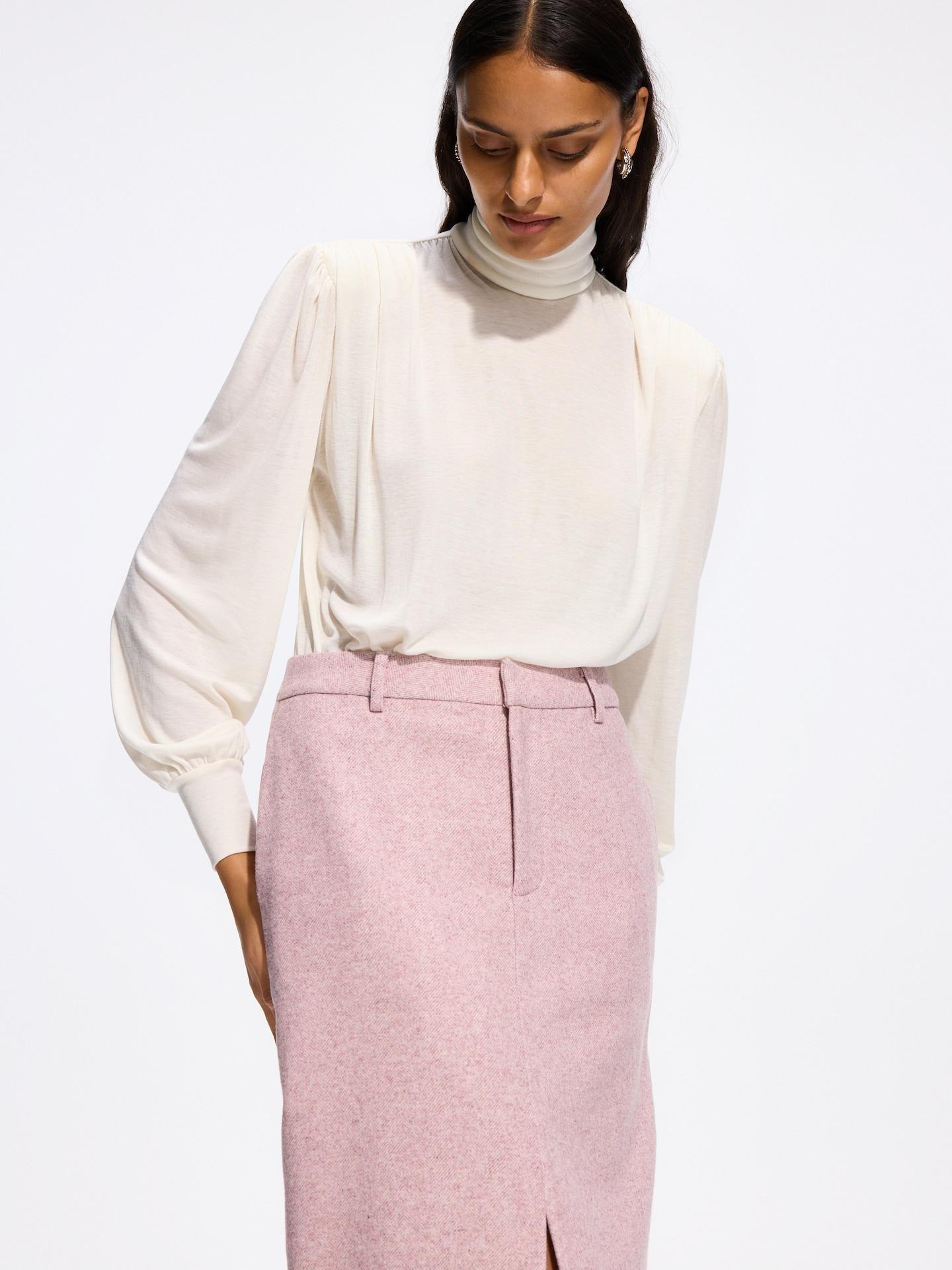 Pink Midi Skirt With Wool, Pink, medium