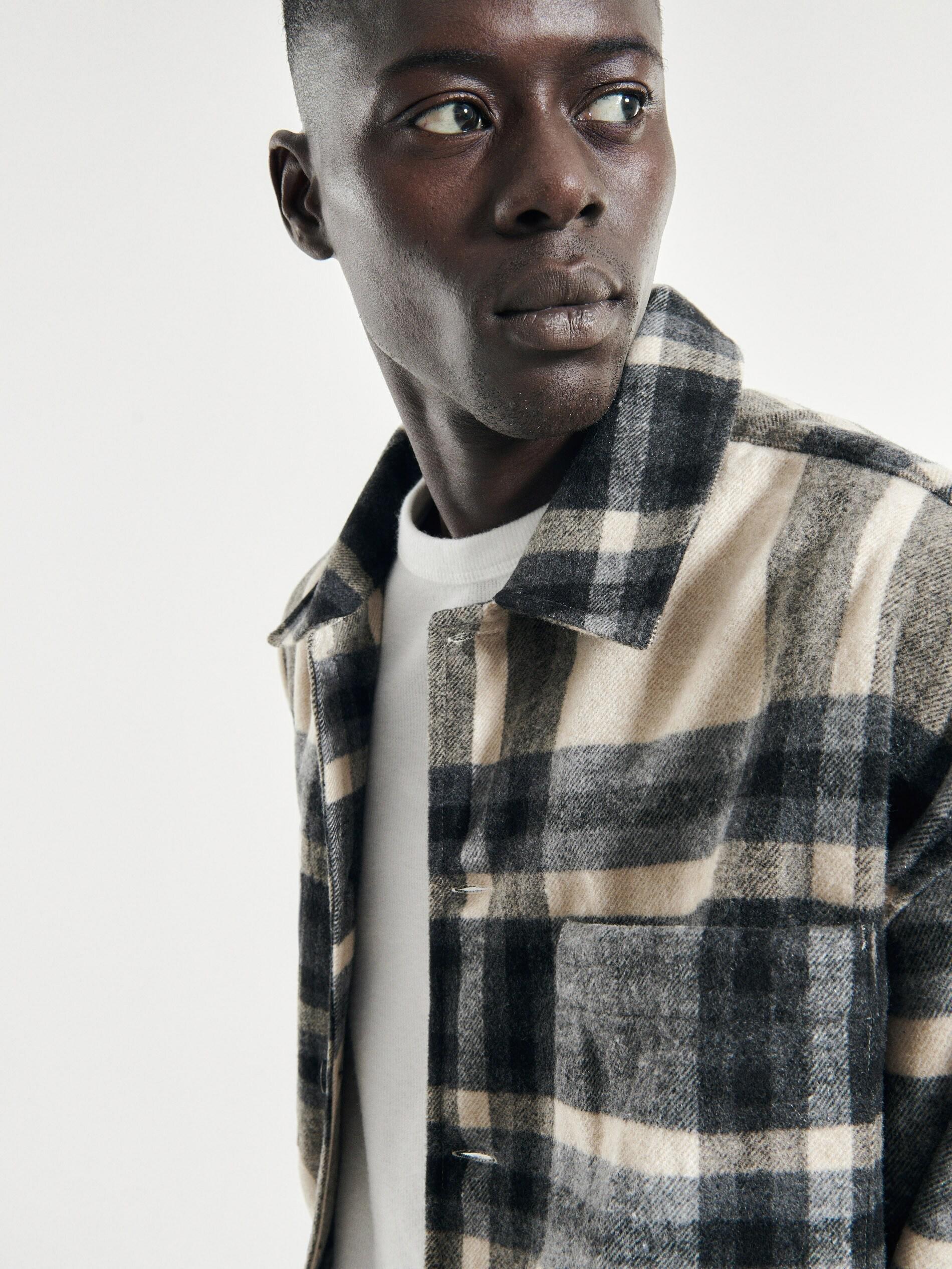 Beige Check Shacket, , large image number 0