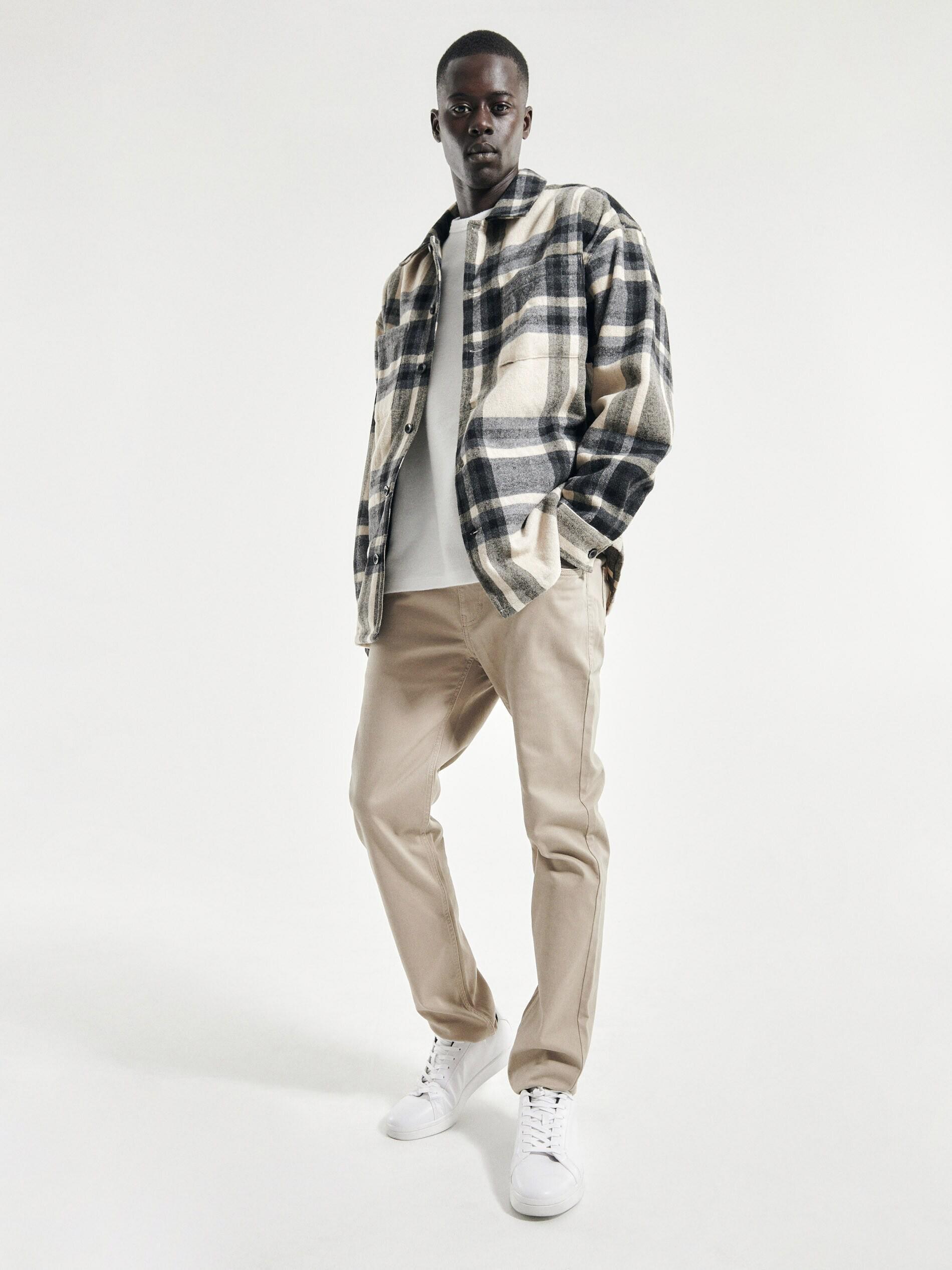 Beige Check Shacket, , large image number 1