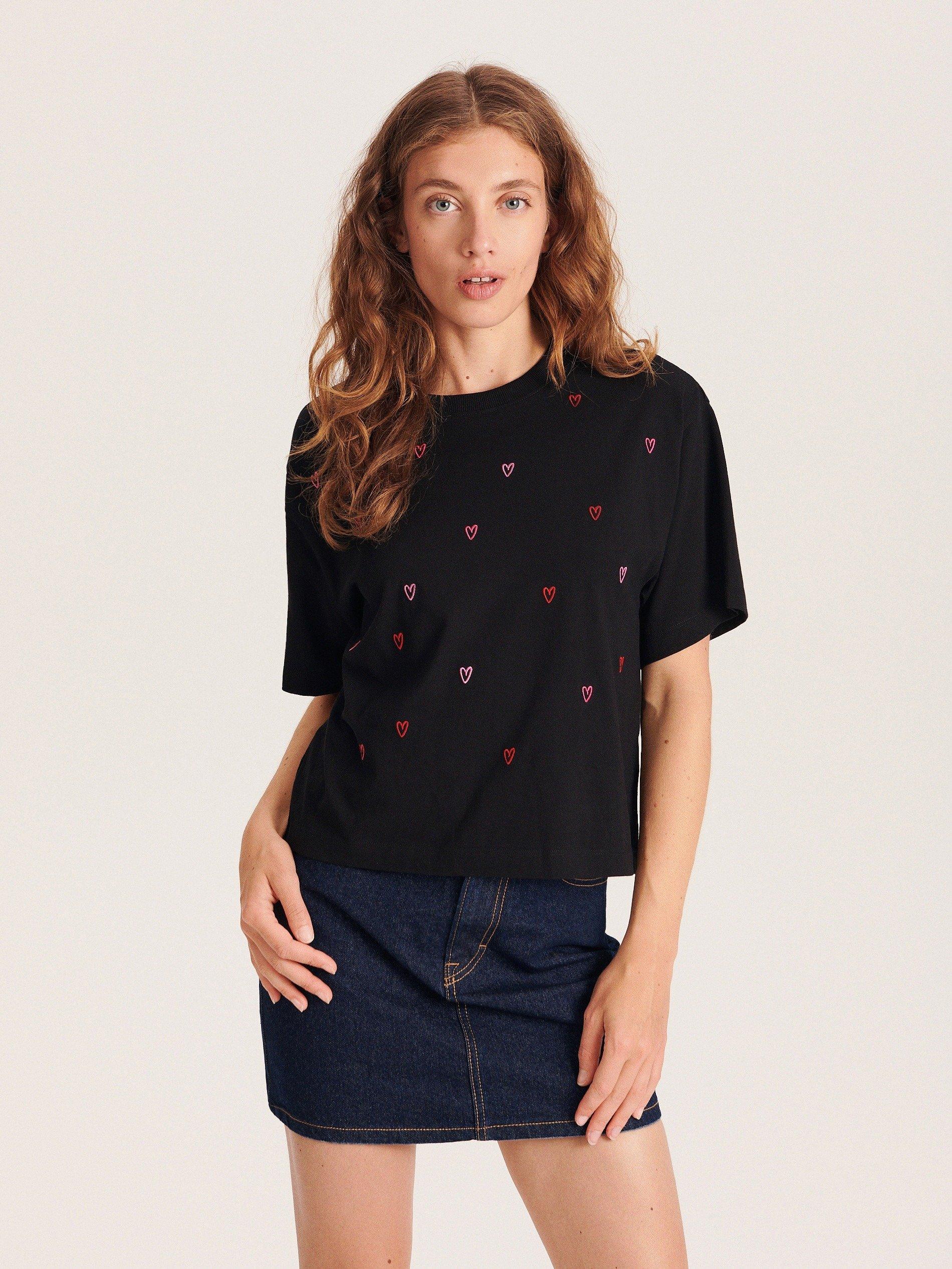 Black Regular Fit T-Shirt With Embroidery, , large image number 0