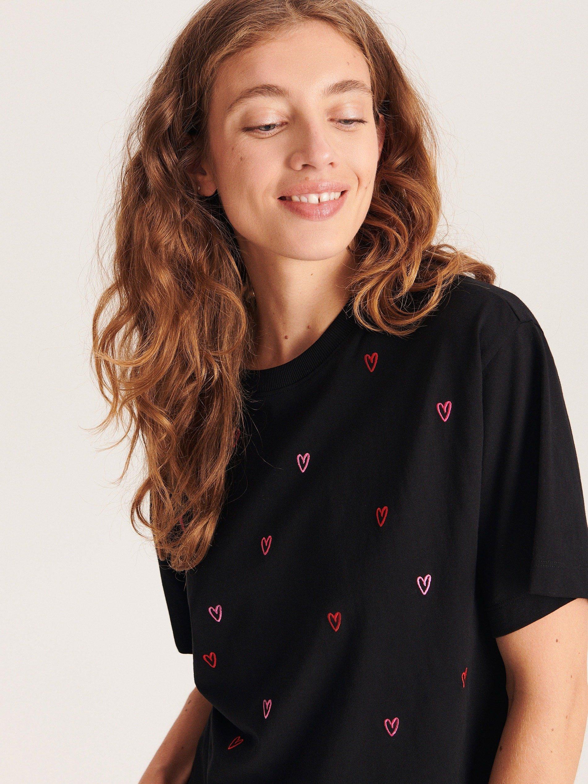 Black Regular Fit T-Shirt With Embroidery, , large image number 1