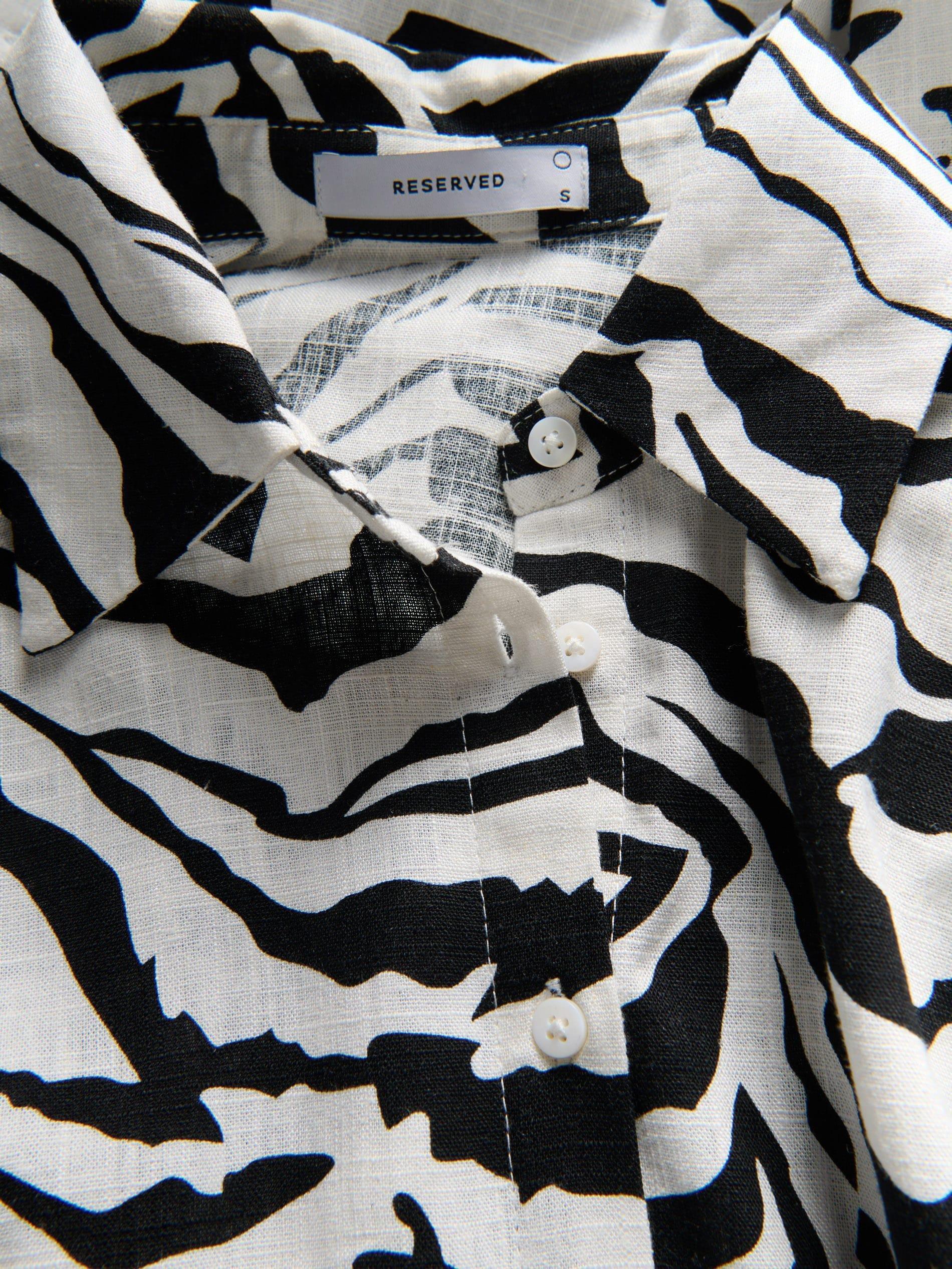 Black Animal Pattern Collared Mini Dress, , large image number 3
