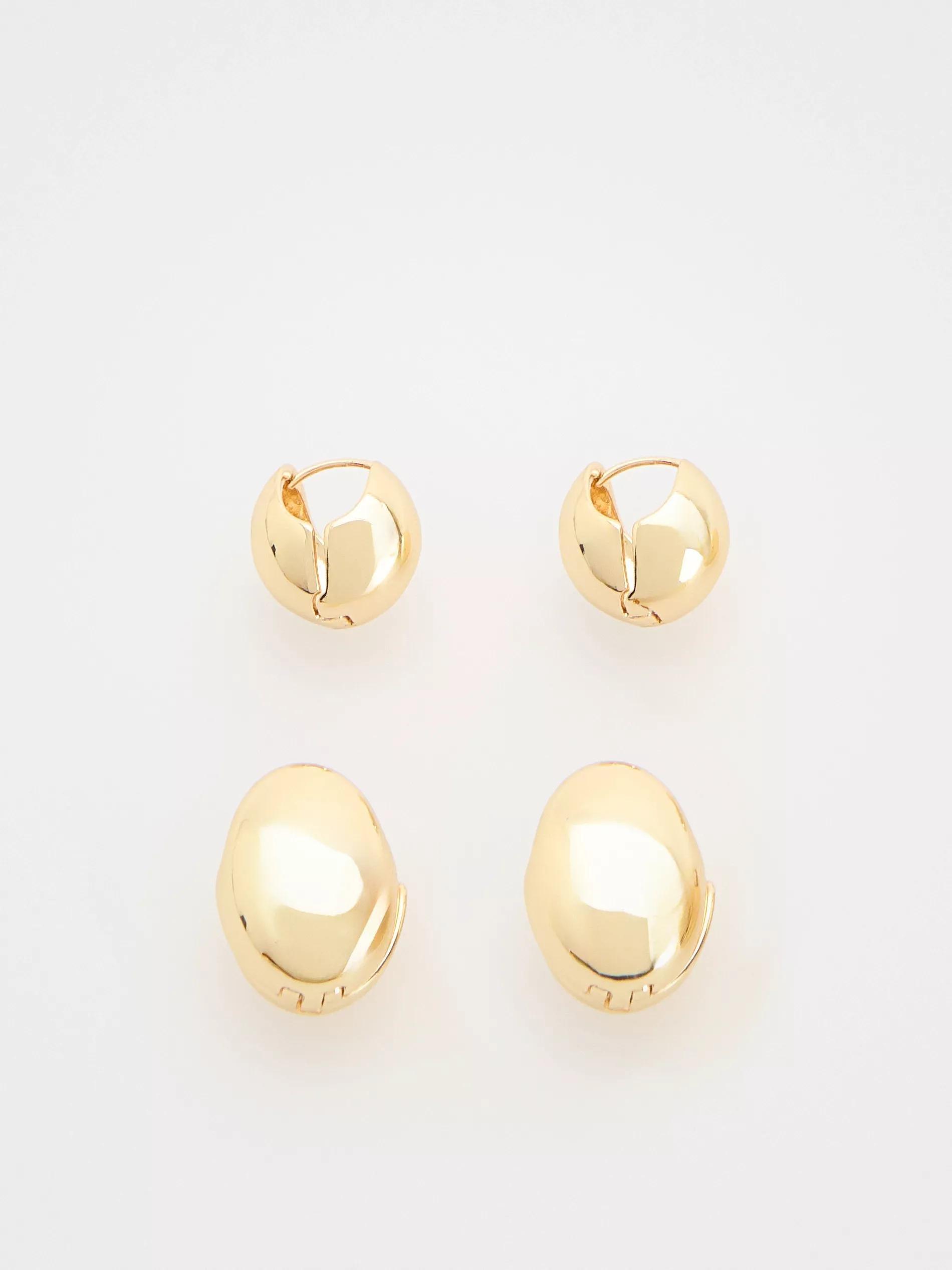 Gold Earrings Set Of 2 Pack, Golden, large image number 0
