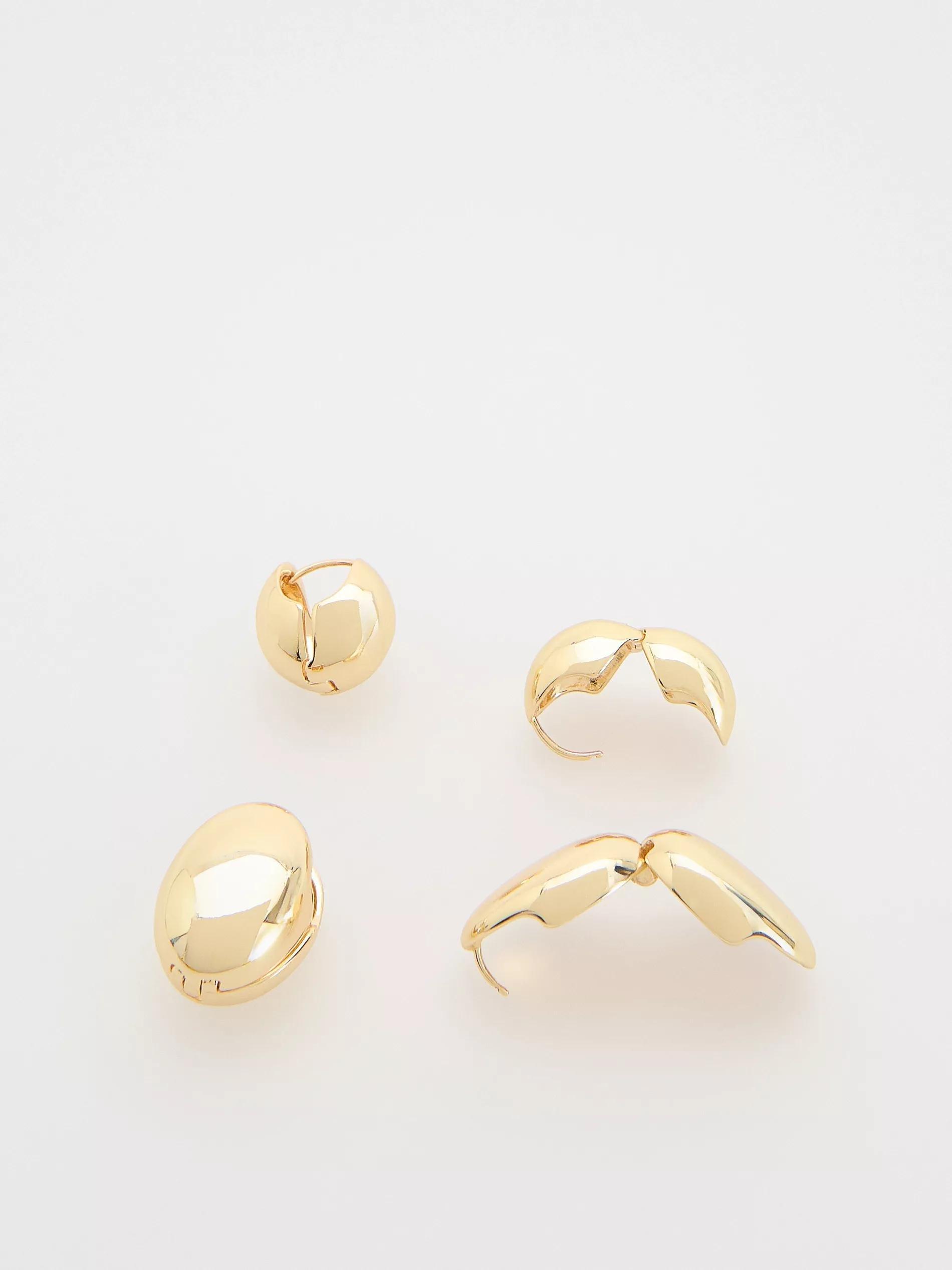 Gold Earrings Set Of 2 Pack, Golden, large image number 1