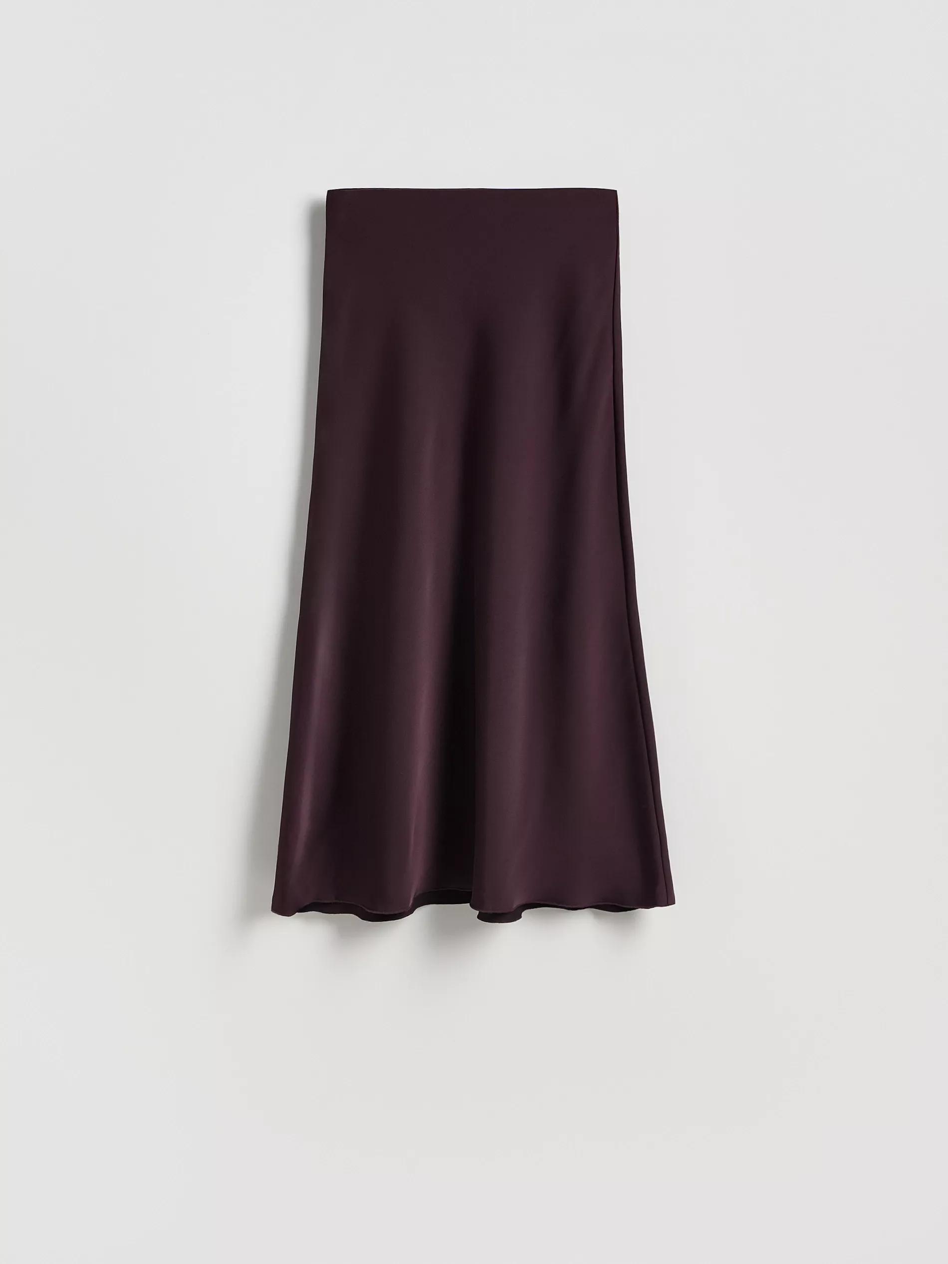 Maroon Satin Midi Skirt, , large image number 0