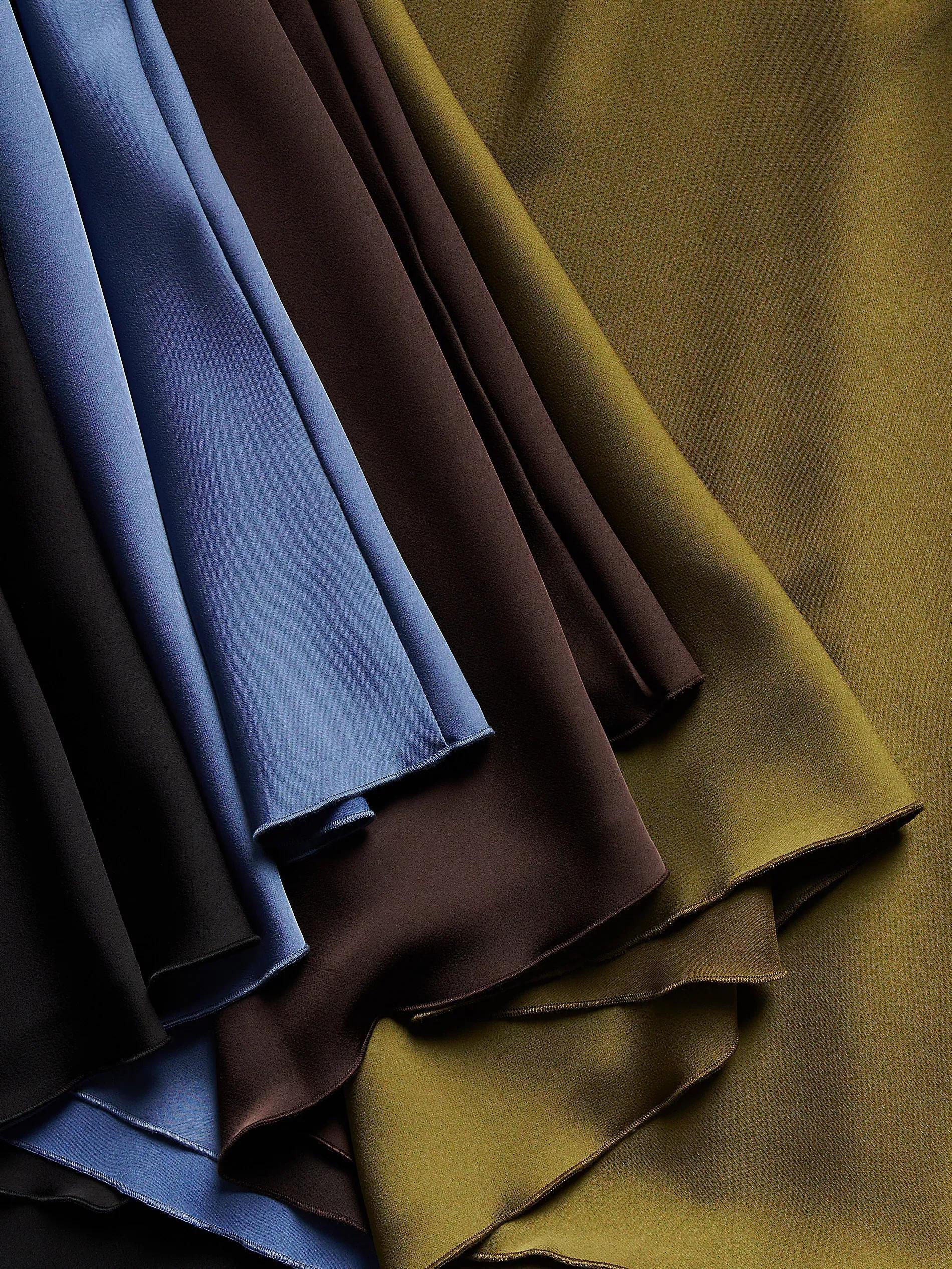 Blue Satin Midi Skirt, , large image number 1