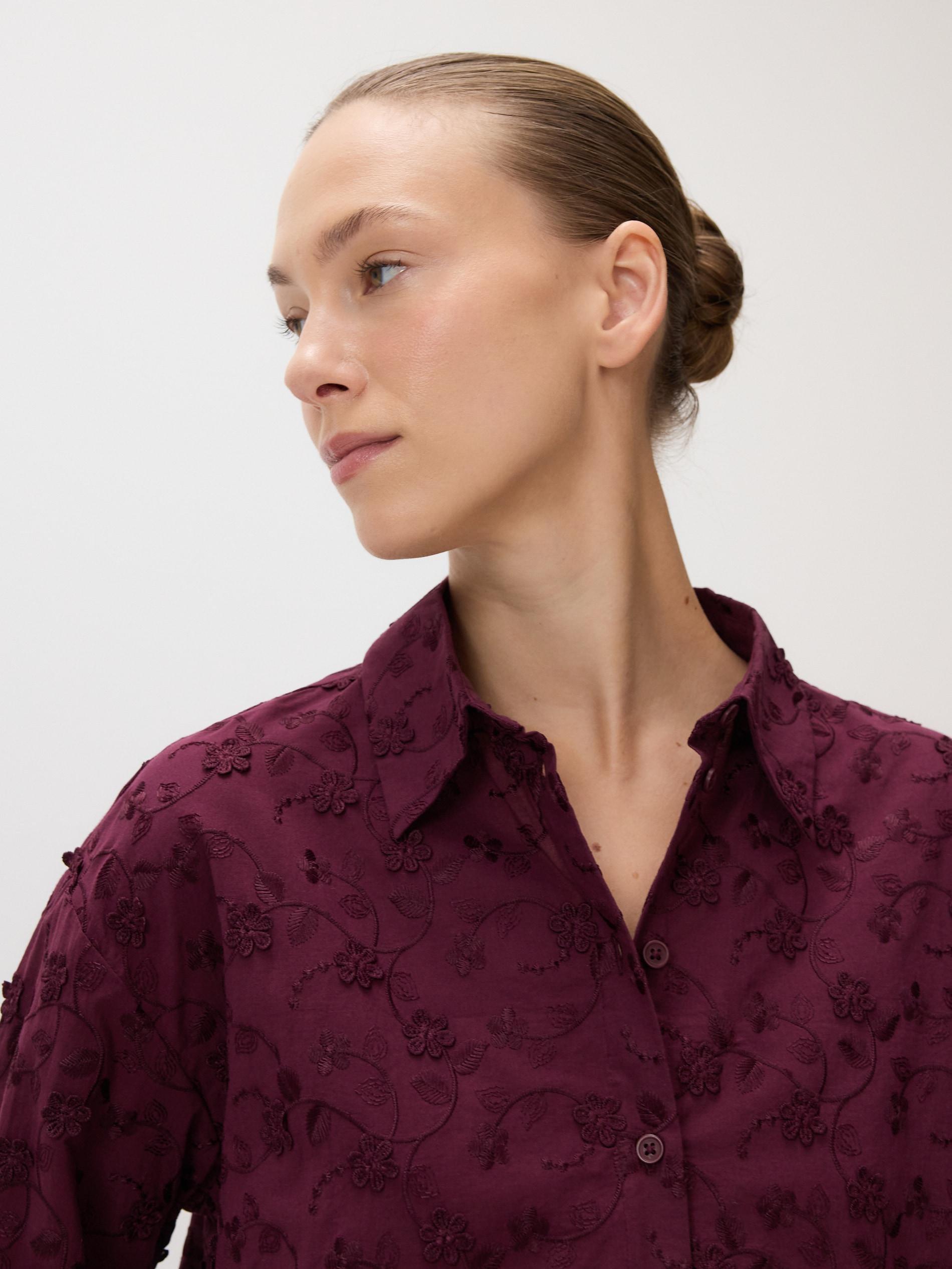 LADIES` SHIRT BURGUNDY, Purple, large image number 3