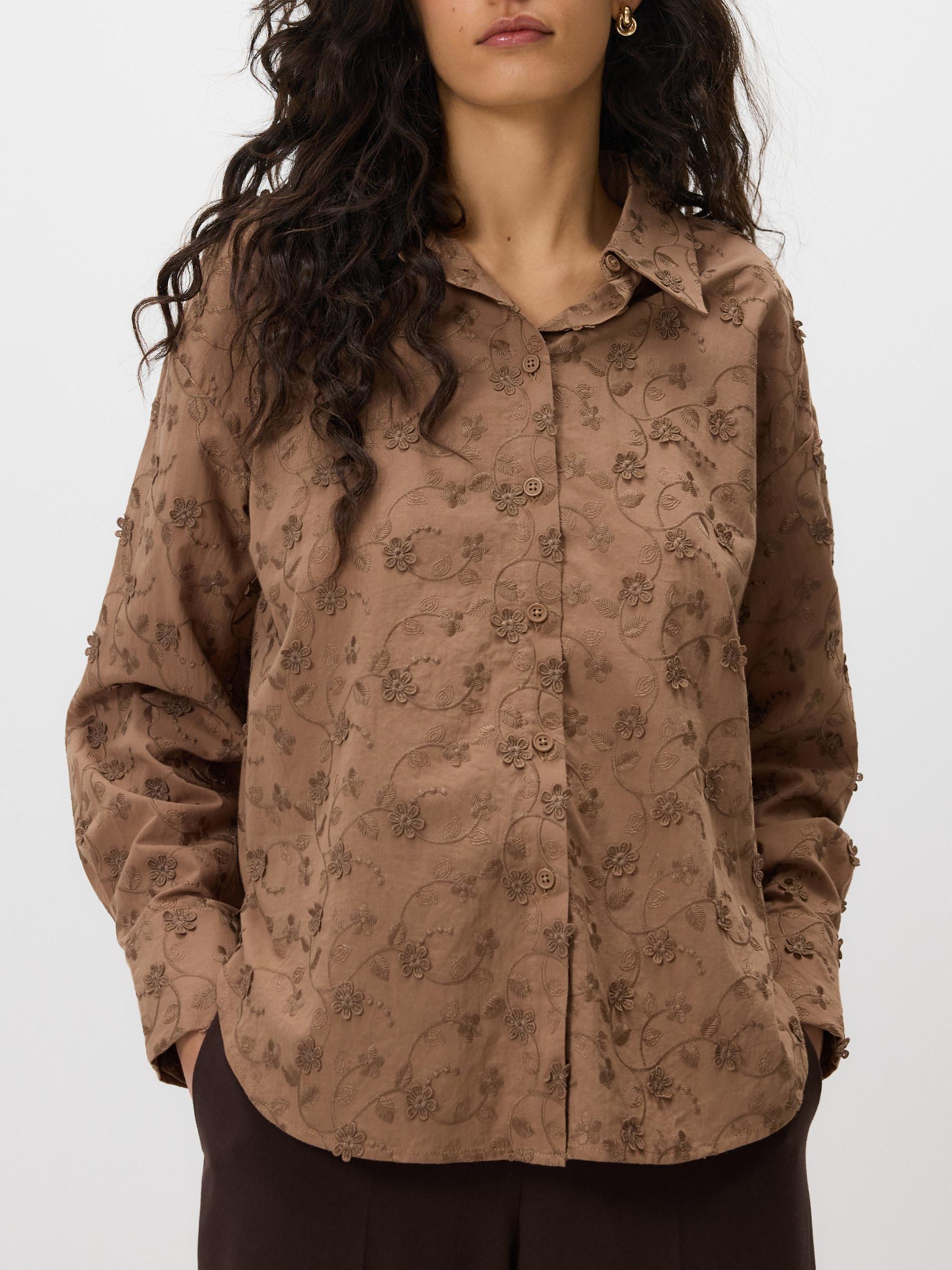 LADIES` SHIRT GOLDEN BROWN, Brown, large image number 0