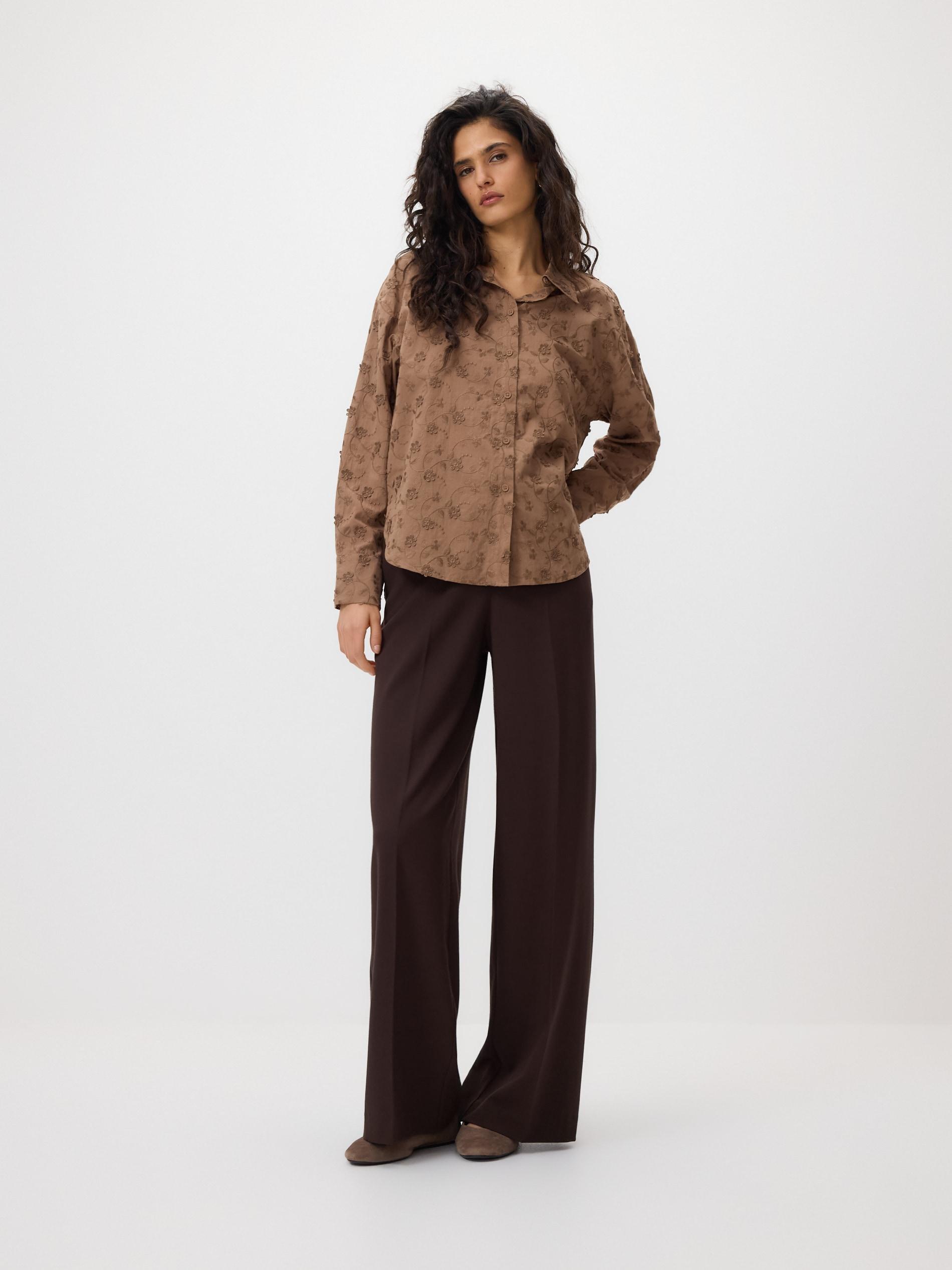 LADIES` SHIRT GOLDEN BROWN, Brown, medium