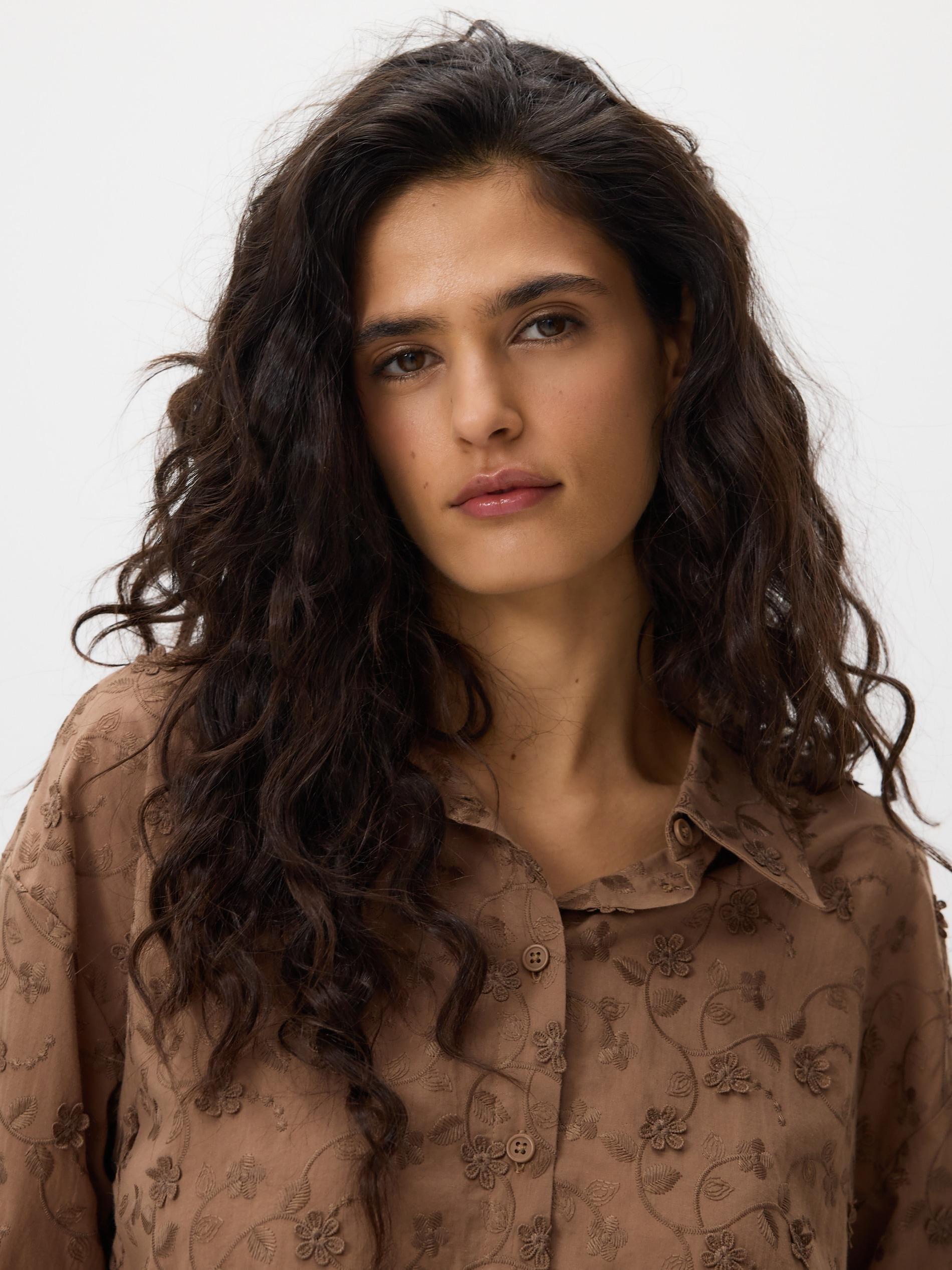 LADIES` SHIRT GOLDEN BROWN, Brown, medium