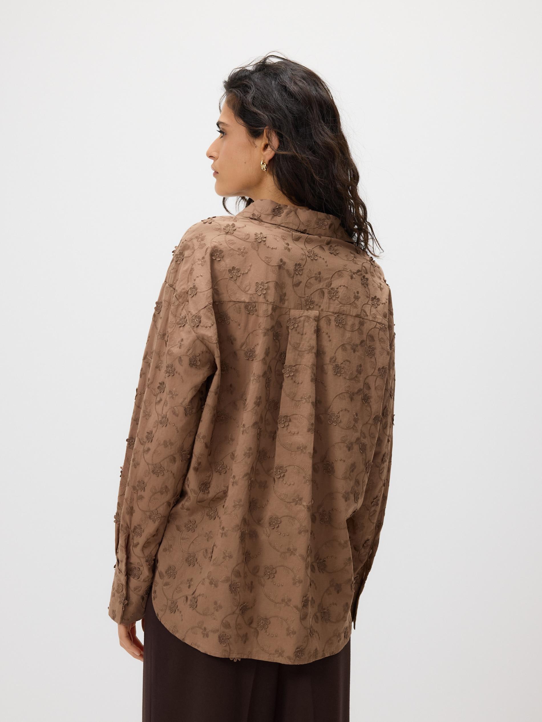 LADIES` SHIRT GOLDEN BROWN, Brown, large image number 3