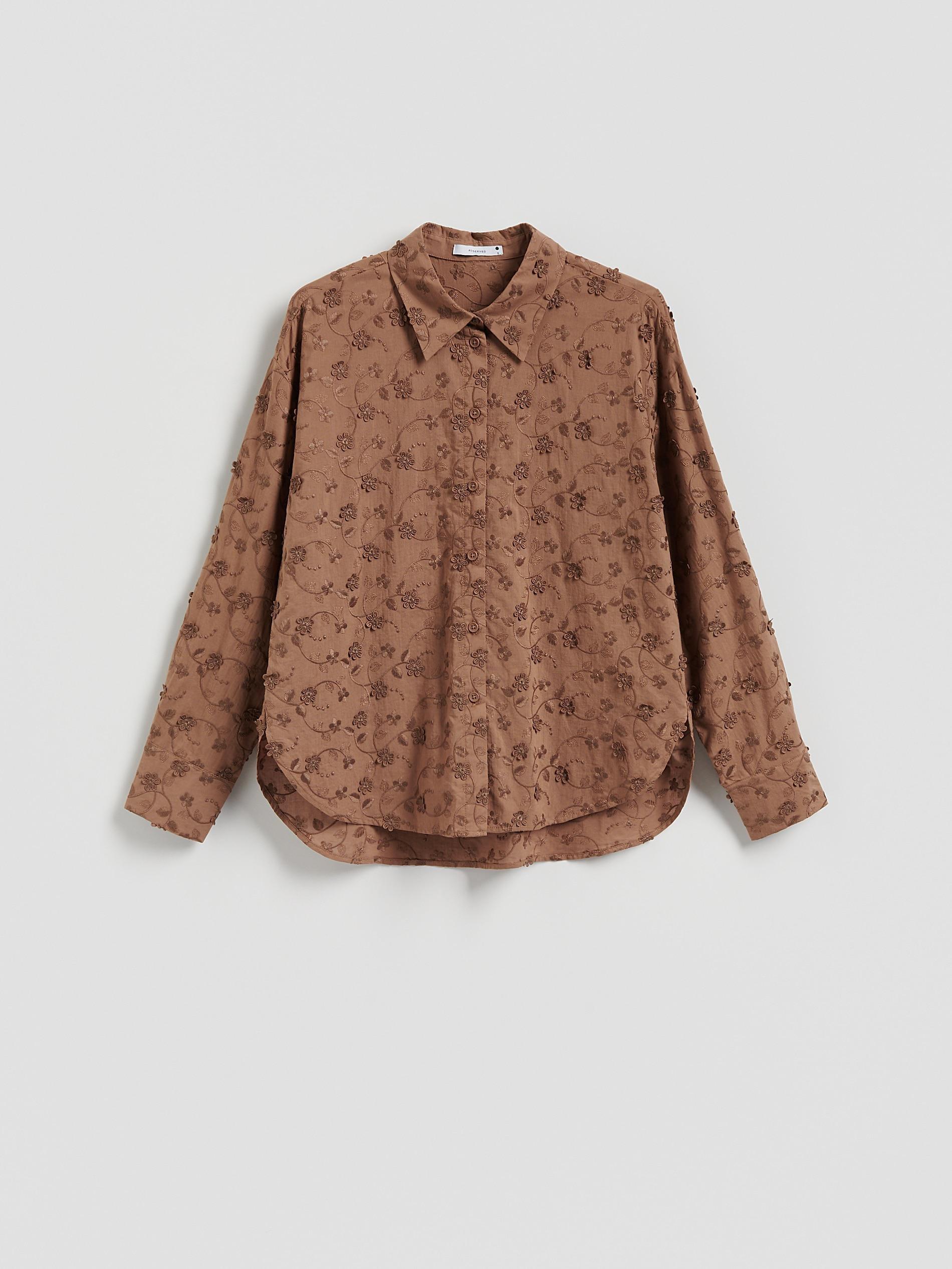 LADIES` SHIRT GOLDEN BROWN, Brown, large image number 4