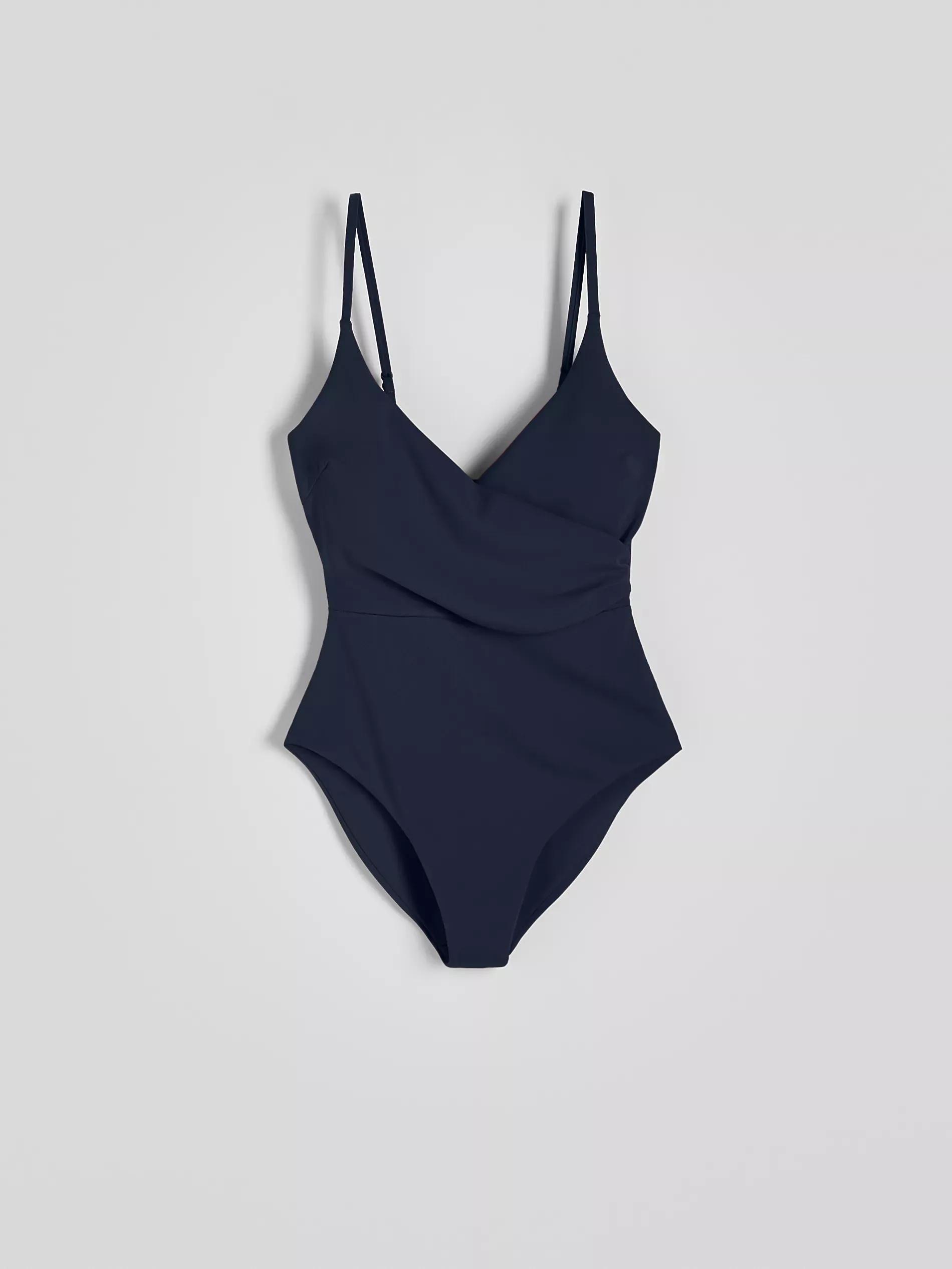Navy Triangle Draped Swimsuit, , large image number 2