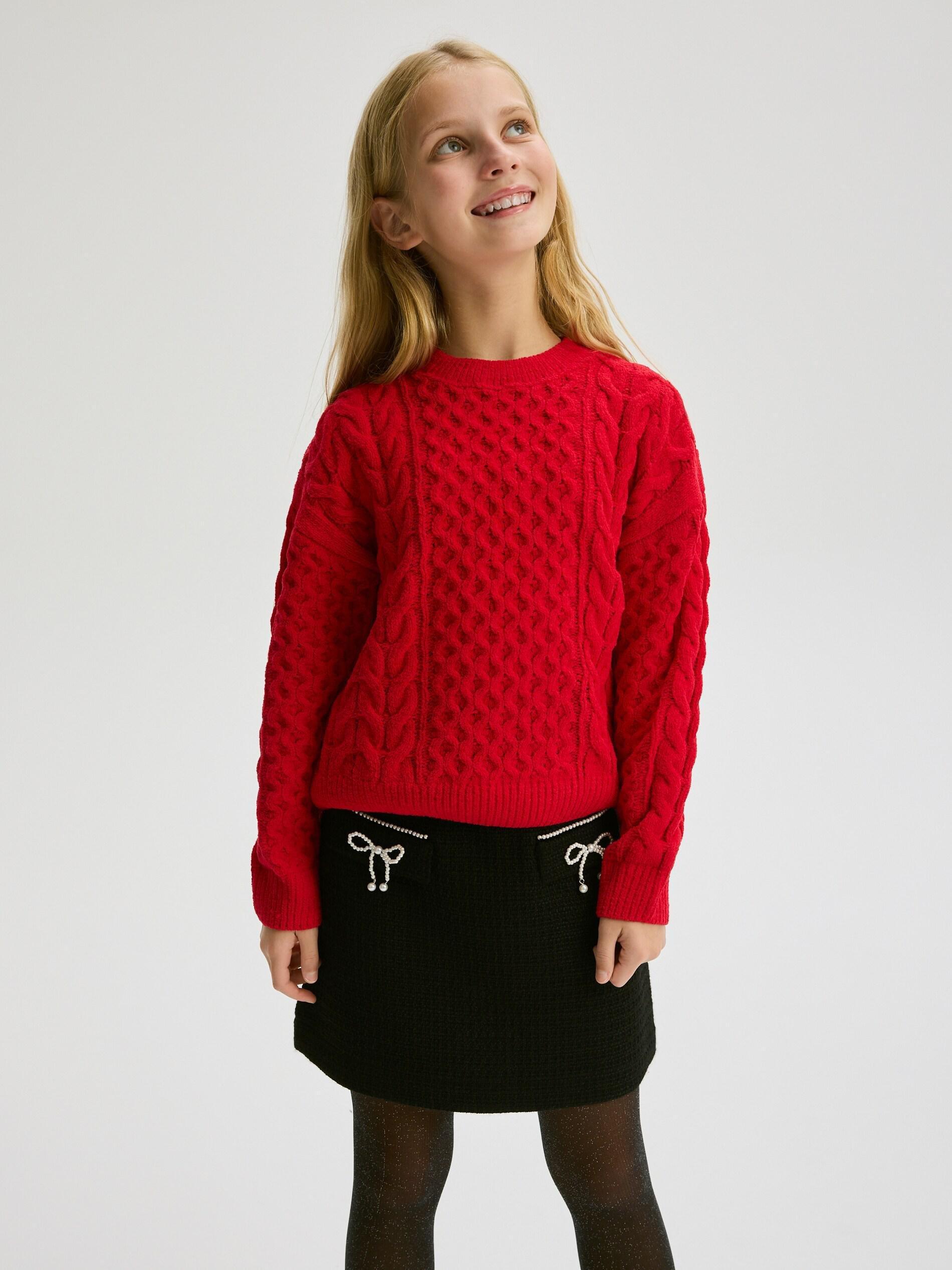 Red Cable-Knit Sweater, , large image number 3