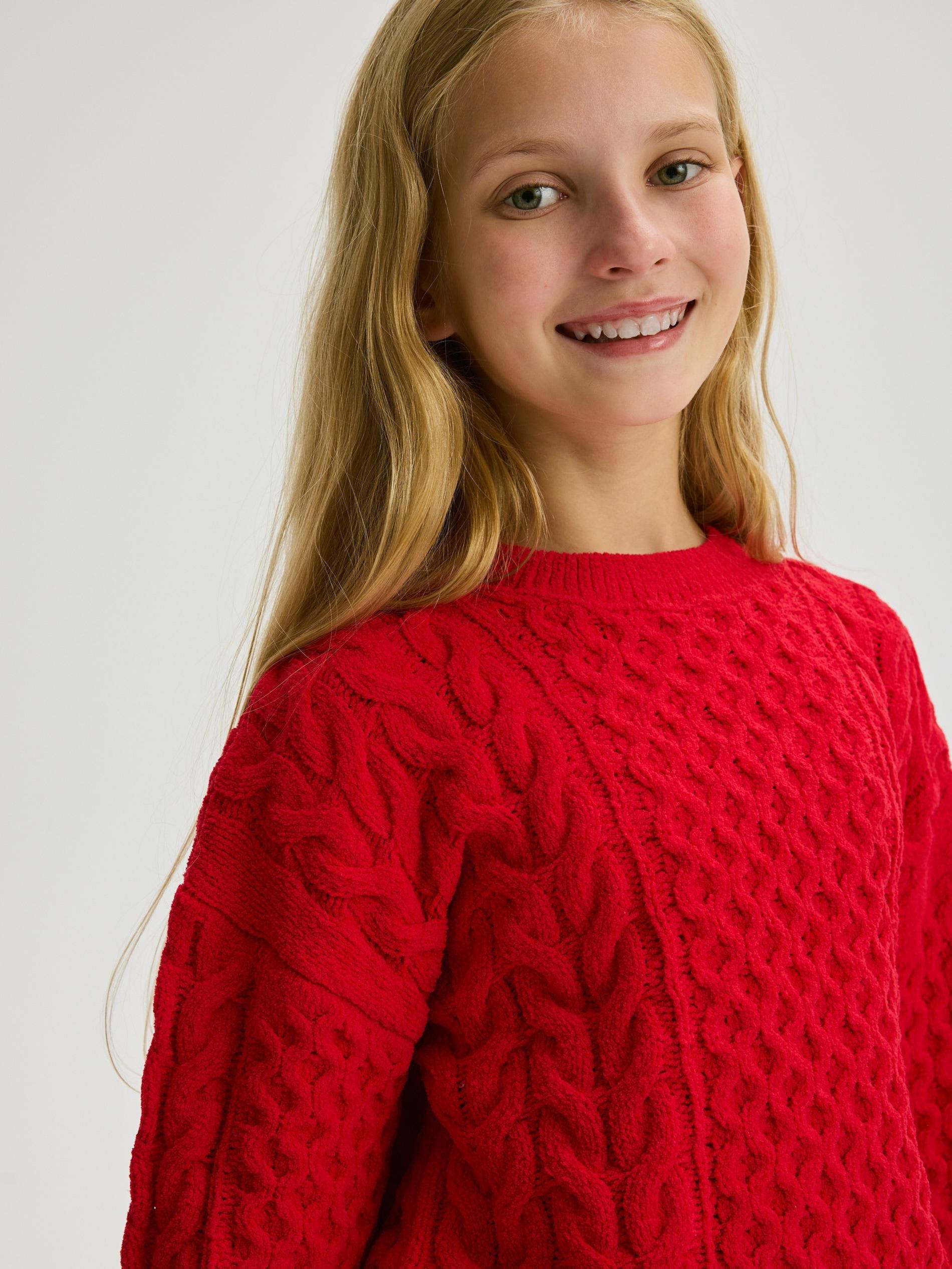 Red Cable-Knit Sweater, , large image number 5