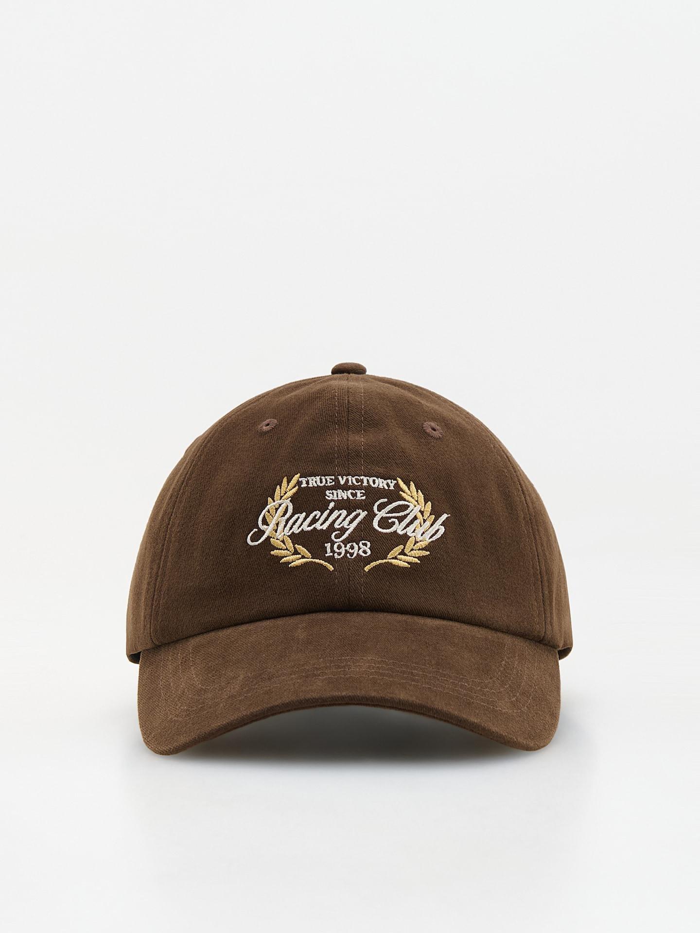 Brown Baseball Cap With Embroidery, Brown, medium