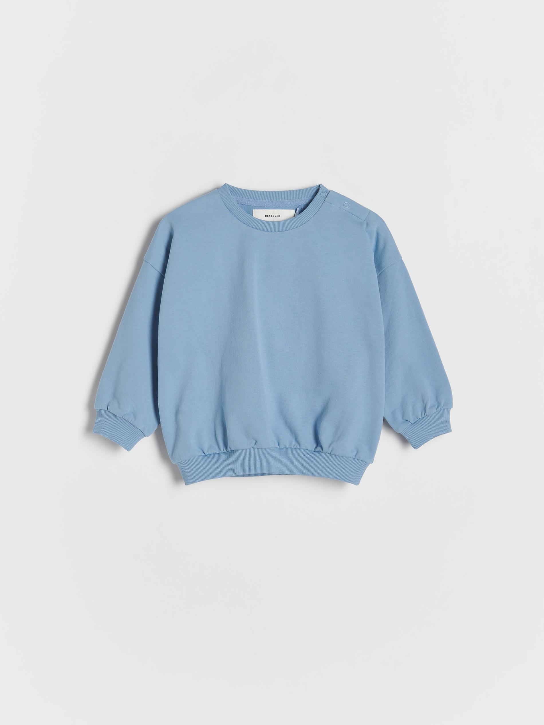 Blue Basic Cotton Sweatshirt, Kids Boys, , large image number 1