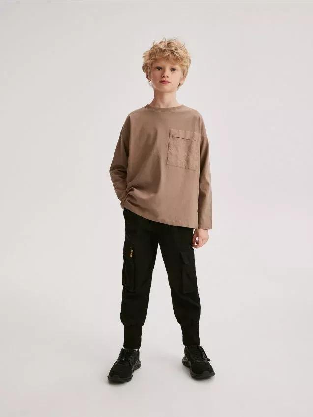 Black Fabric Cargo Joggers, Kids Boys, , large image number 0
