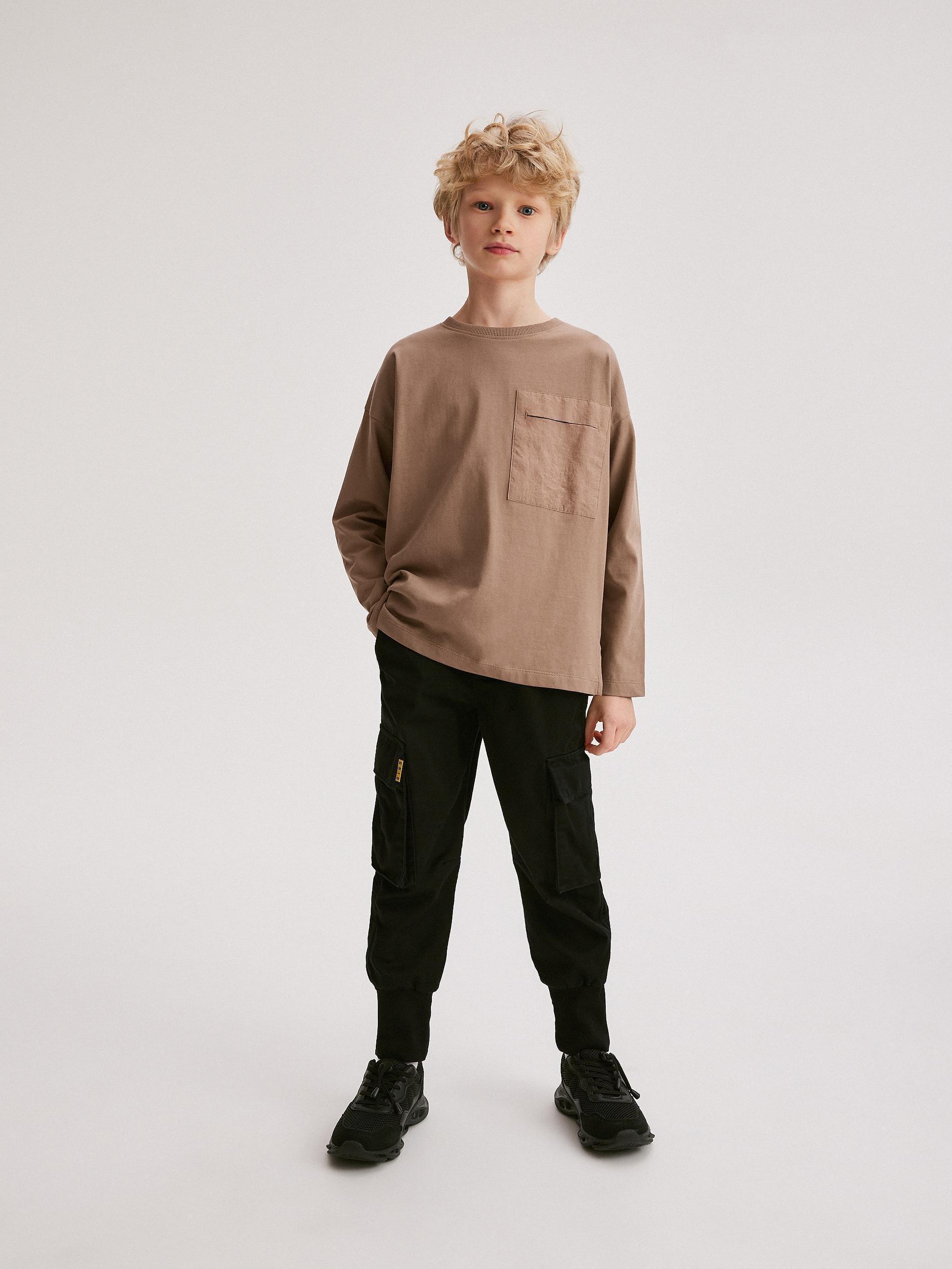 Black Fabric Cargo Joggers, Kids Boys, , large image number 1