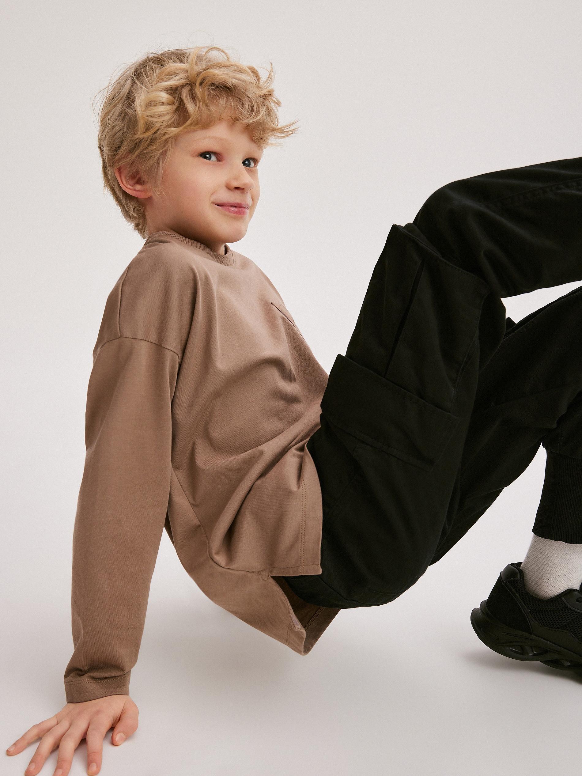Black Fabric Cargo Joggers, Kids Boys, , large image number 3