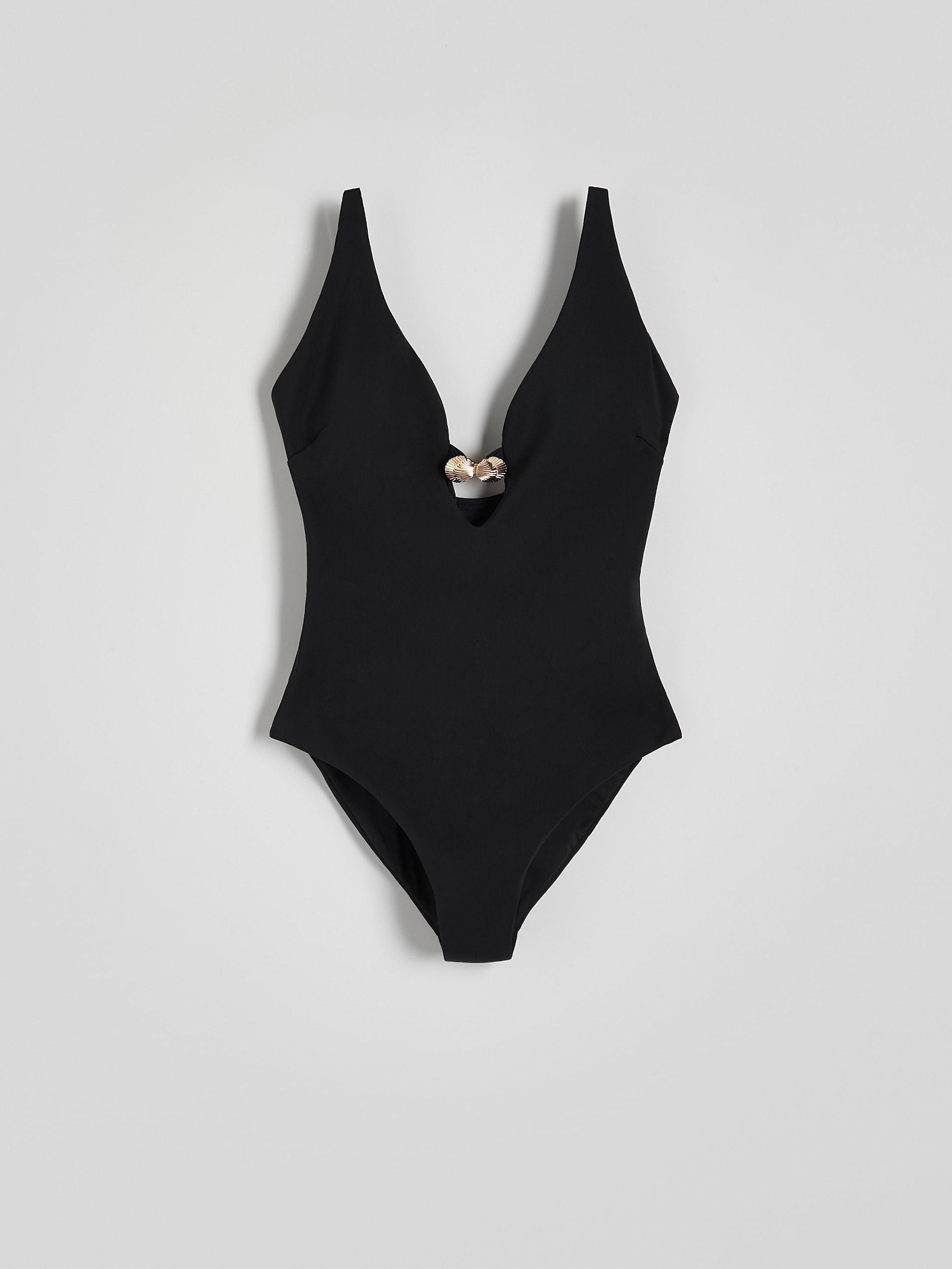 Black One Piece Beach Swimsuit, , large image number 5