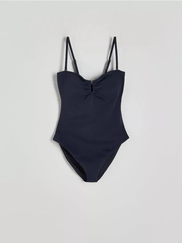 navy One piece beach swimsuit, , large image number 0