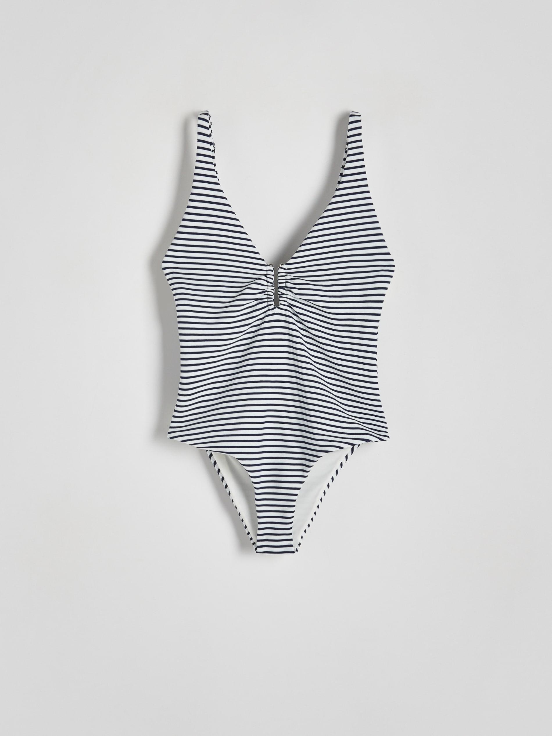 White Striped Swimsuit, Ivory, large image number 4